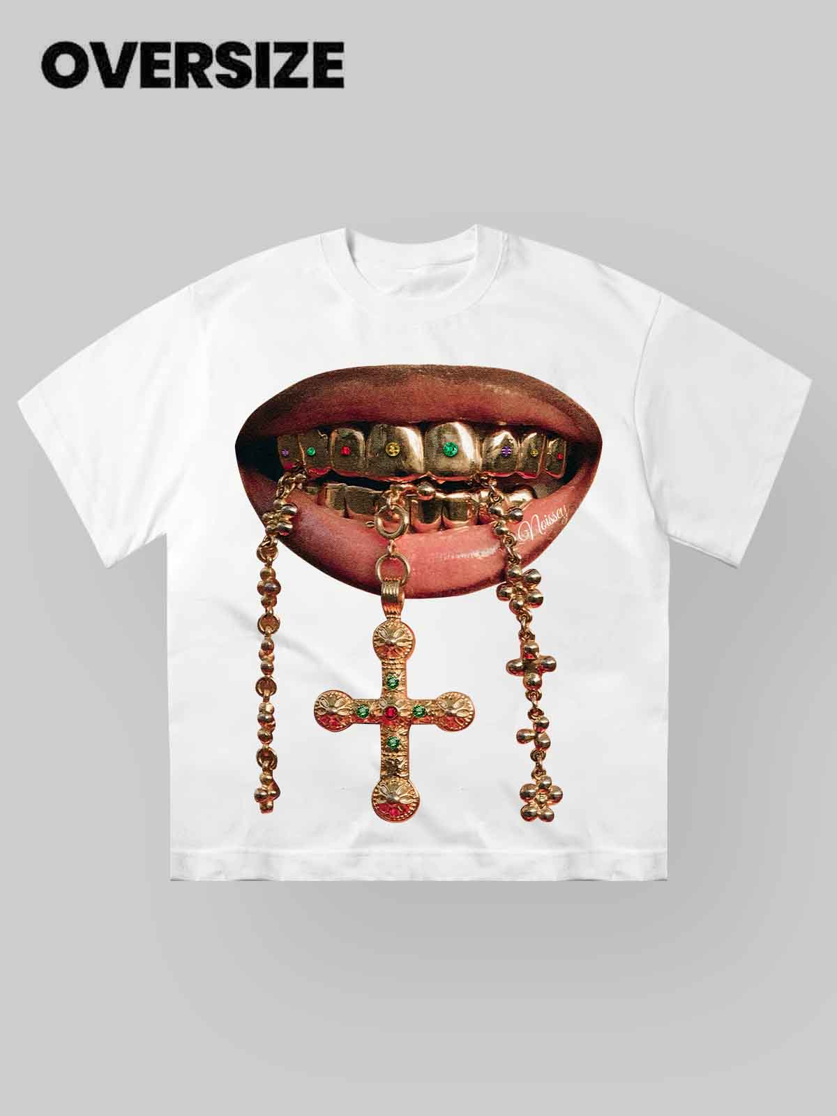 Gold Color Diamond Cross Grills T-shirt