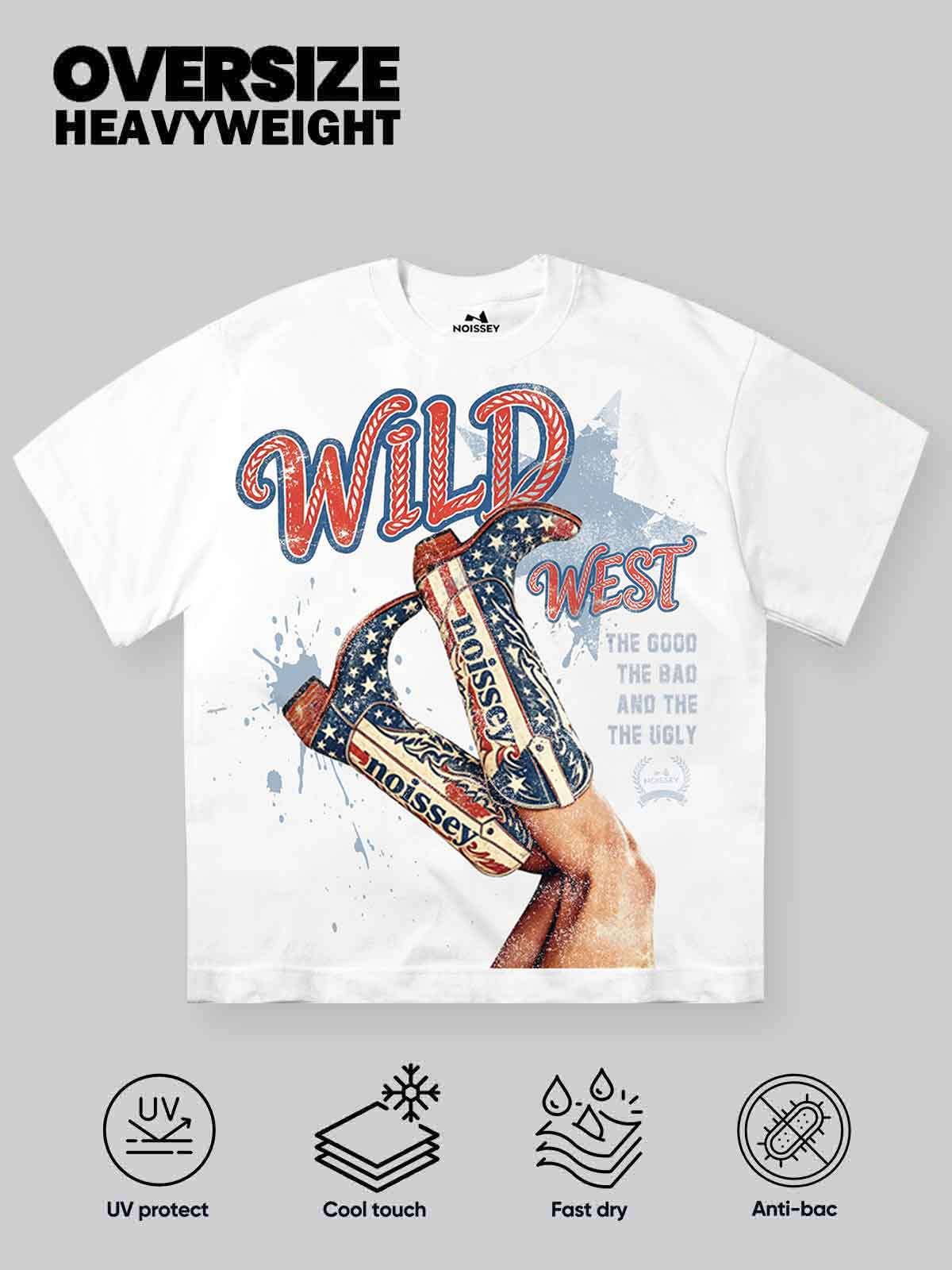 NOISSEY "Wild West Boots" Graphic Tee - Heavyweight Studio White