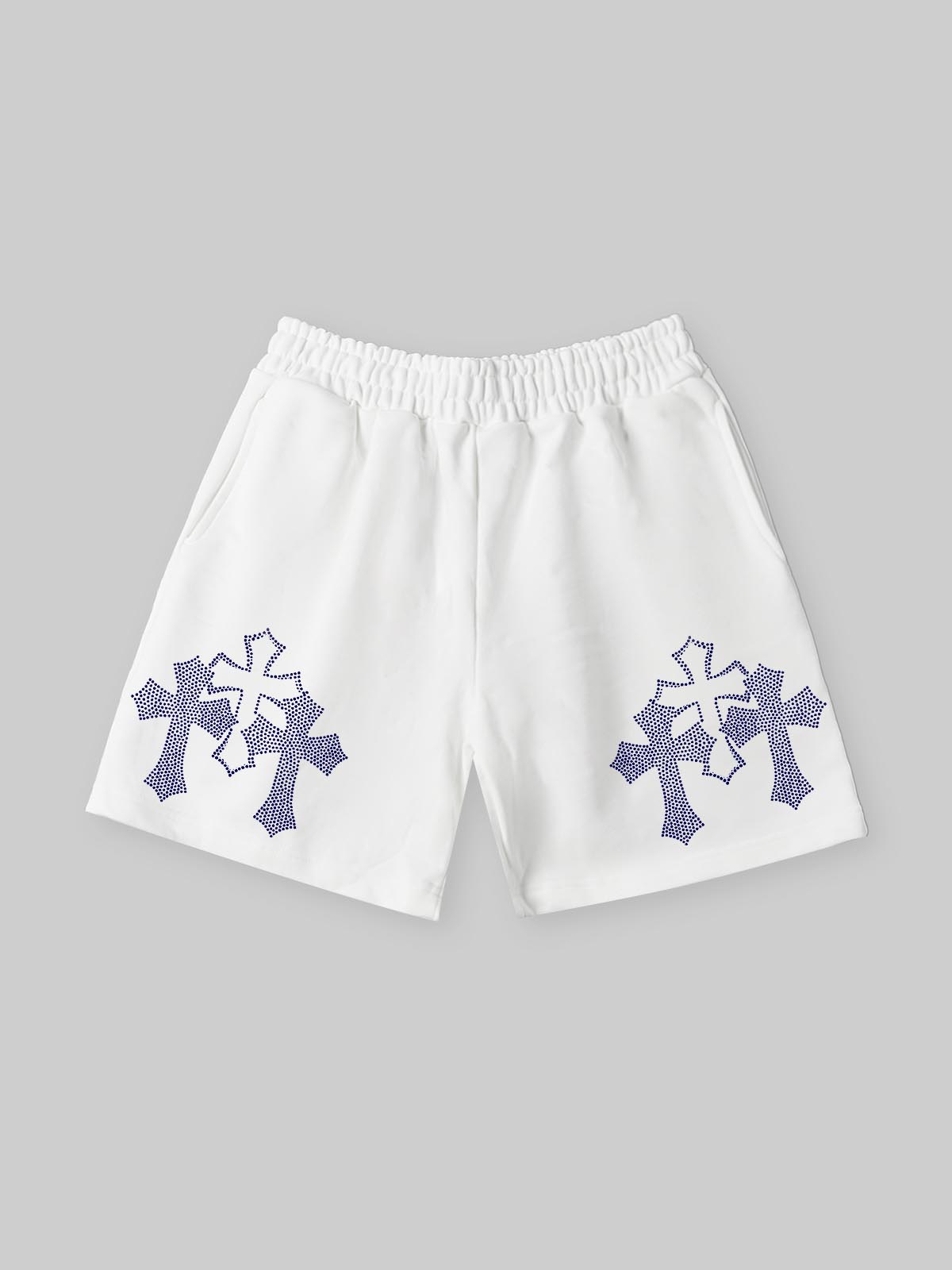 NOISSEY Rhinestone Cross Hot-Fix Heavyweight Shorts Oversized Fit - 2 Colors