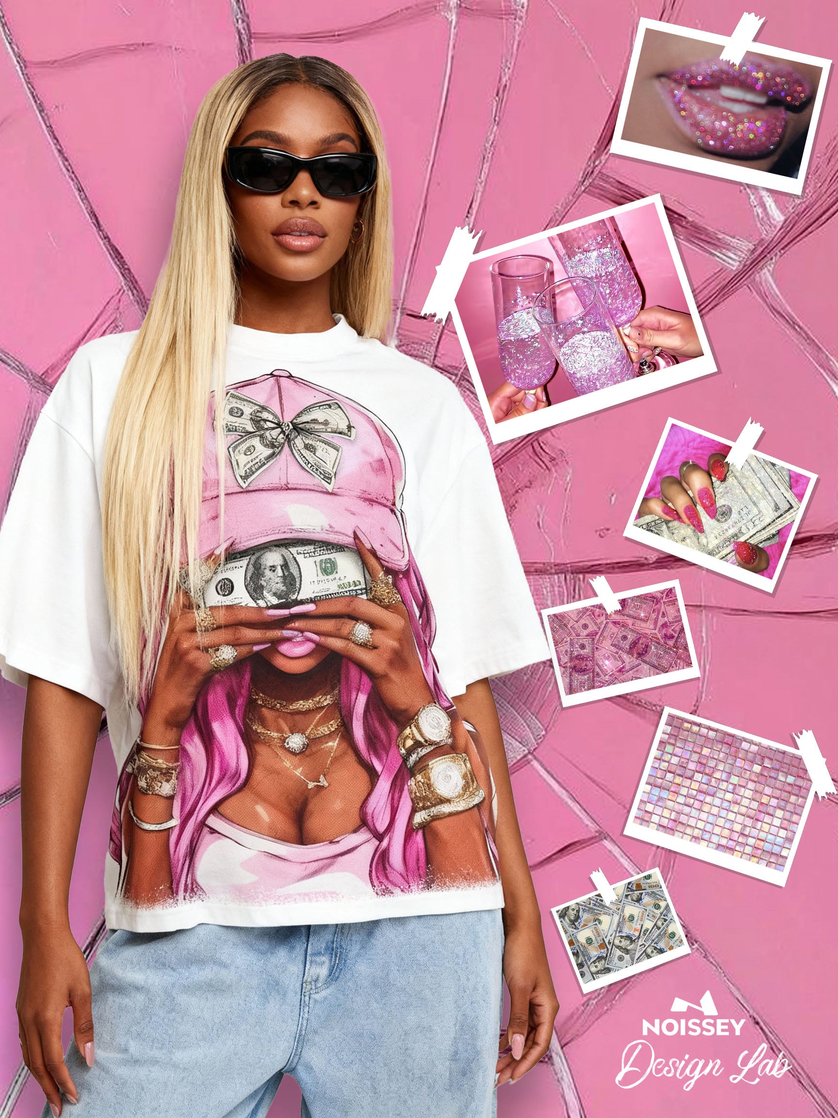 Money i$ the motive! Print Boxy Oversized T-shirt