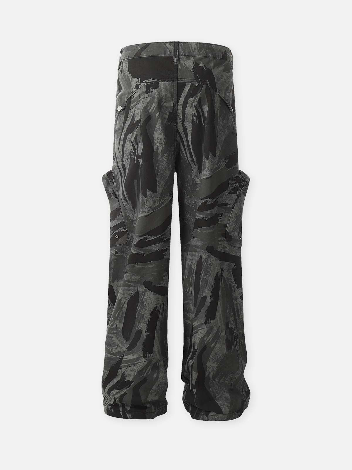 Pantalon coupe droite style camouflage vintage