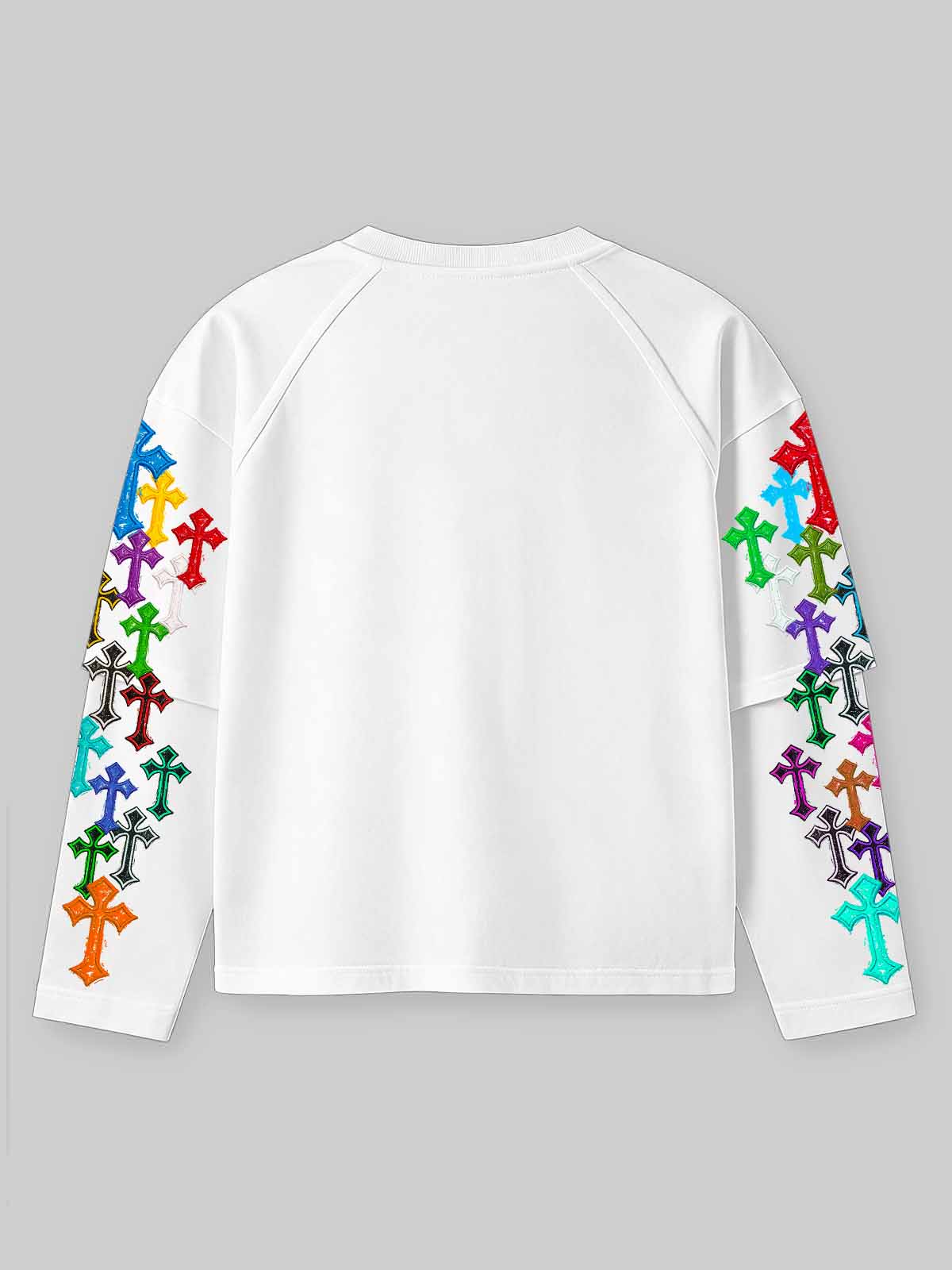 NOISSEY Hip-Hop Trucker Hat Graphic Heavyweight Faux Two-Piece Crewneck Long Sleeves