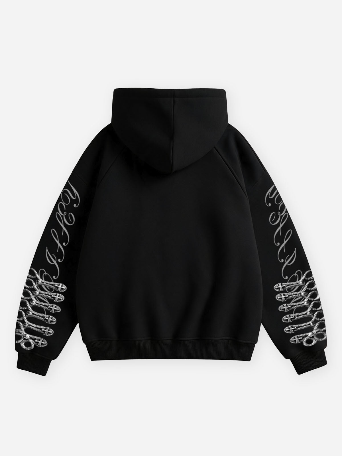 NOISSEY Vintage Metallic Knot Cross Full-Zip Hoodie - Classic Black