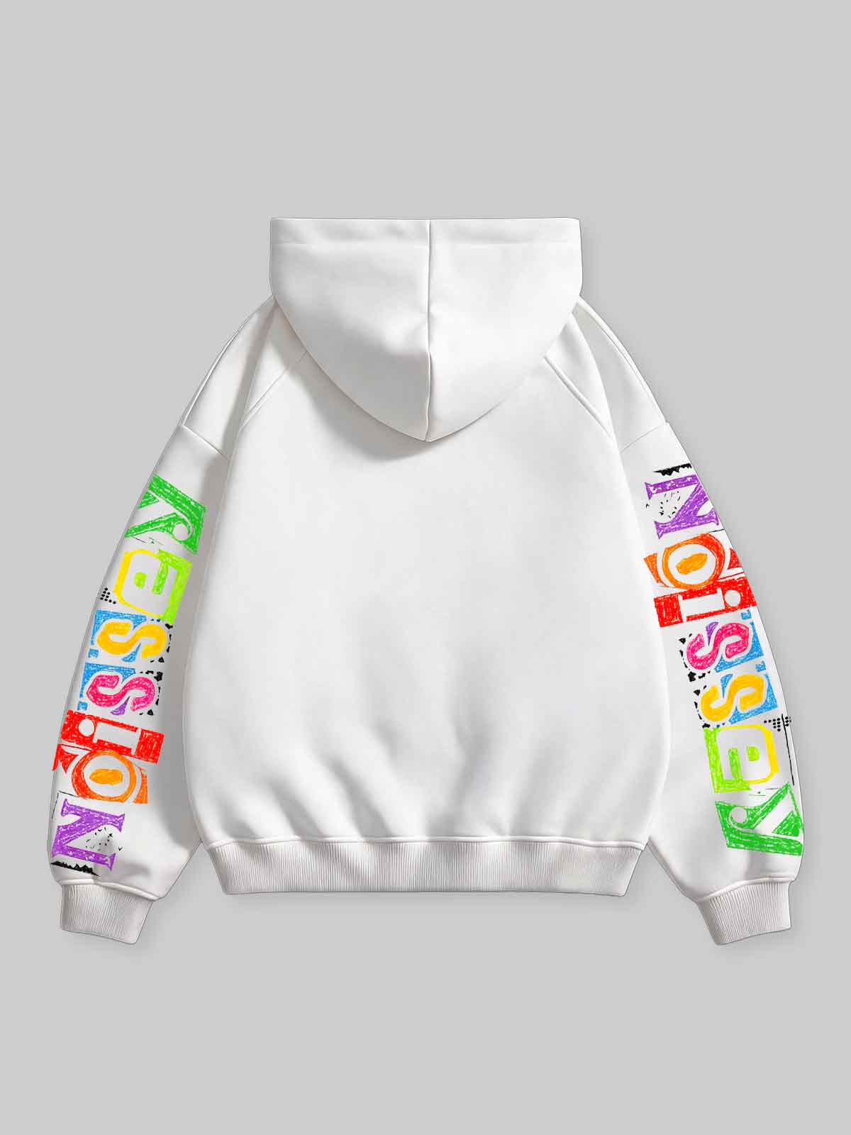 NOISSEY Pop-Art Supermarket Collage Full-Zip Hoodie - White / Black Streetwear Hoodie