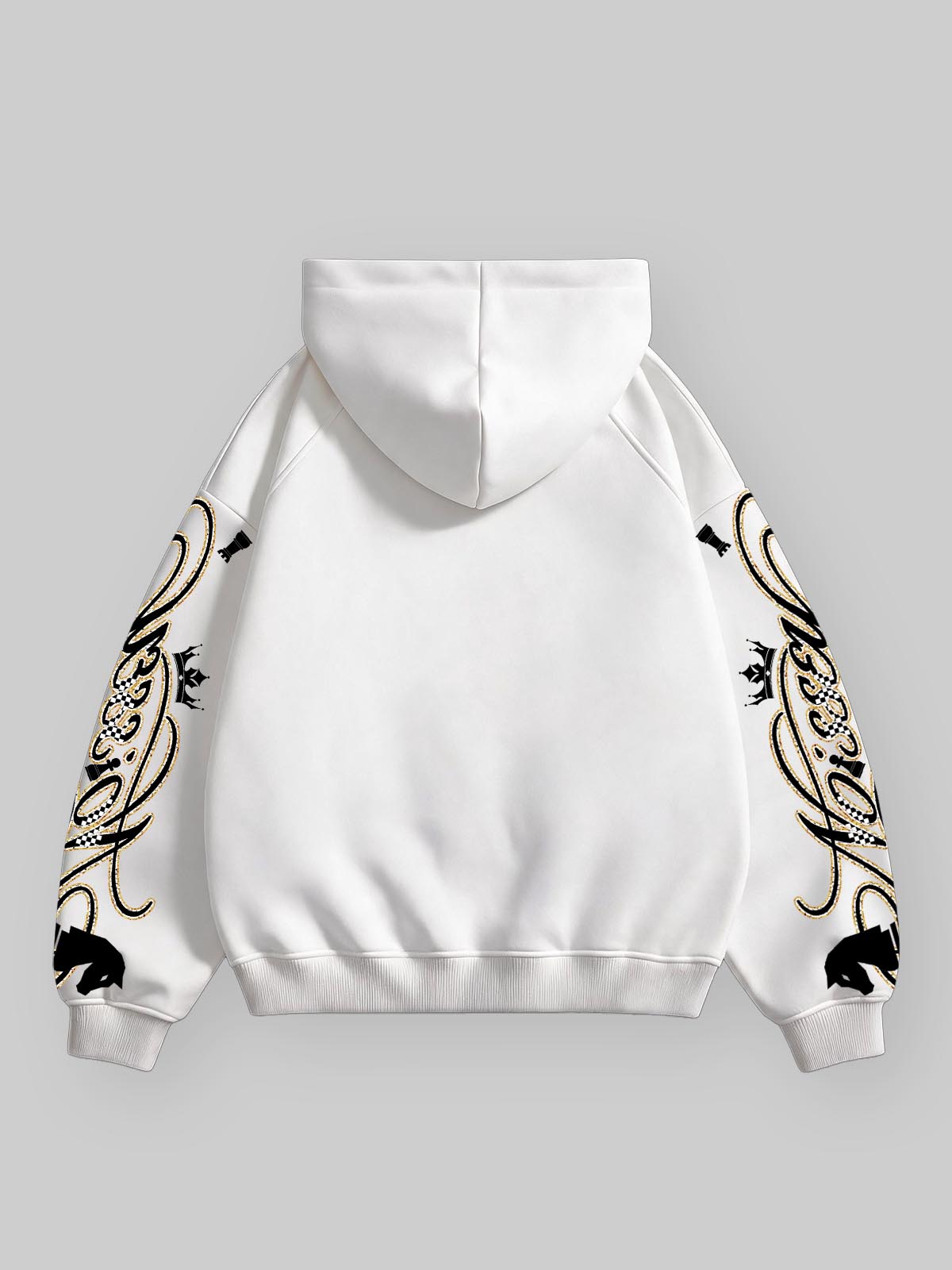 NOISSEY "Grandmaster Grillz" Chess Checkerboard Lips & Ruby Diamond Grillz White Zip-Up Hoodie