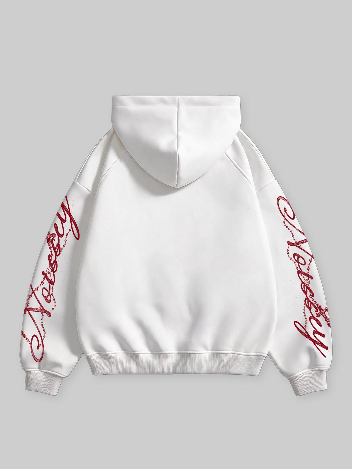 NOISSEY "Red Print Cross Grills" Full-Zip Hoodie - White