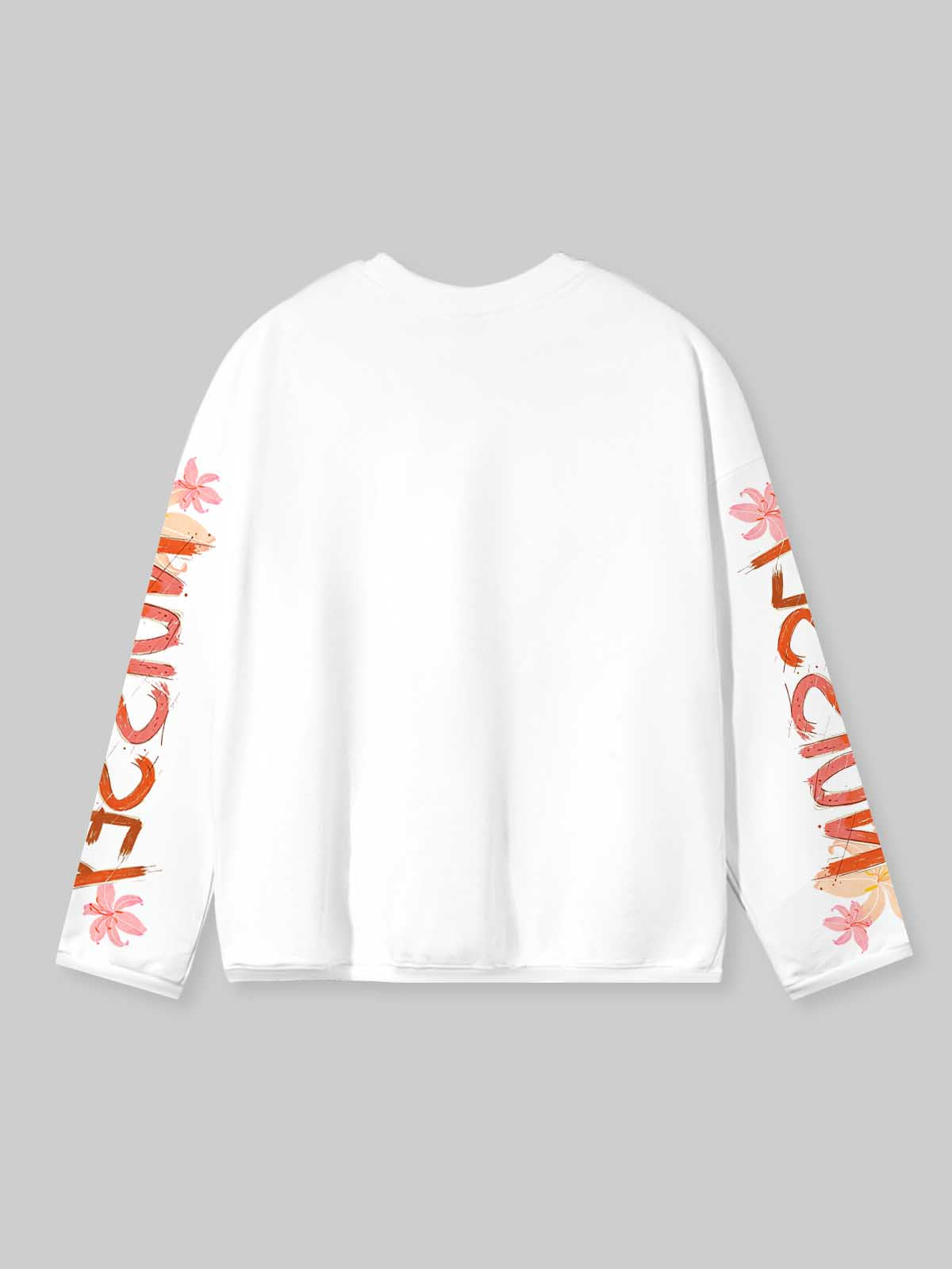 NOISSEY Braided Girl & Blooming Floral Graffiti Long Sleeve T-Shirt - Pure White