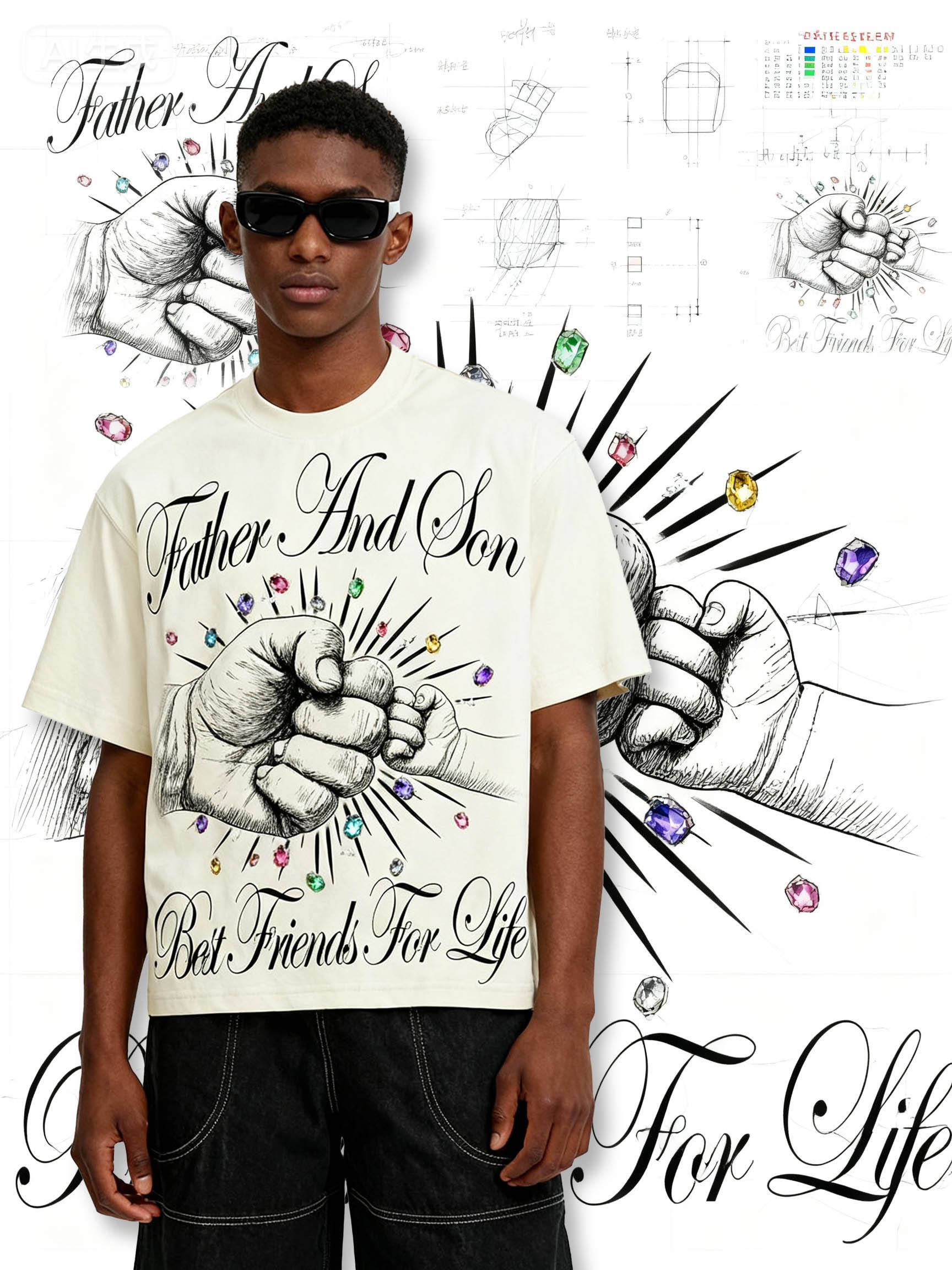 “Father and son best friends for life” Boxy Oversized T- shirt