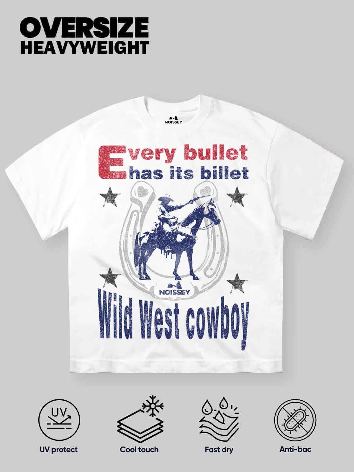 NOISSEY "Wild West Cowboy" Graphic Tee - Heavyweight Studio White