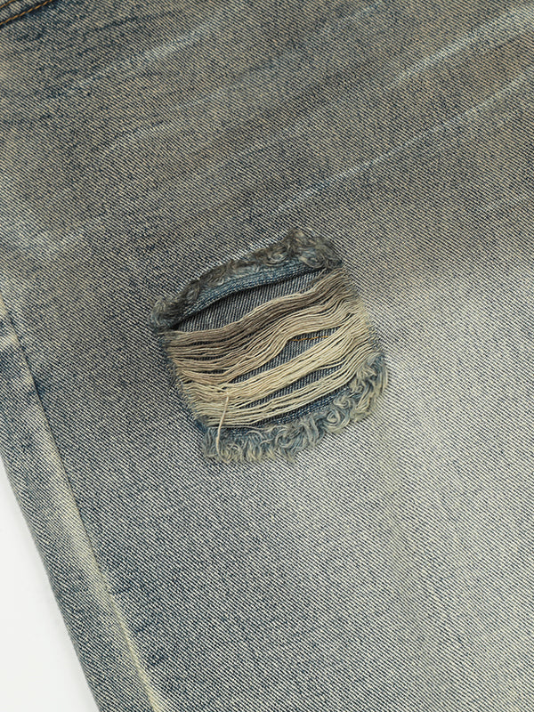 Vintage Washed High-Street Distressed Denim Jeans