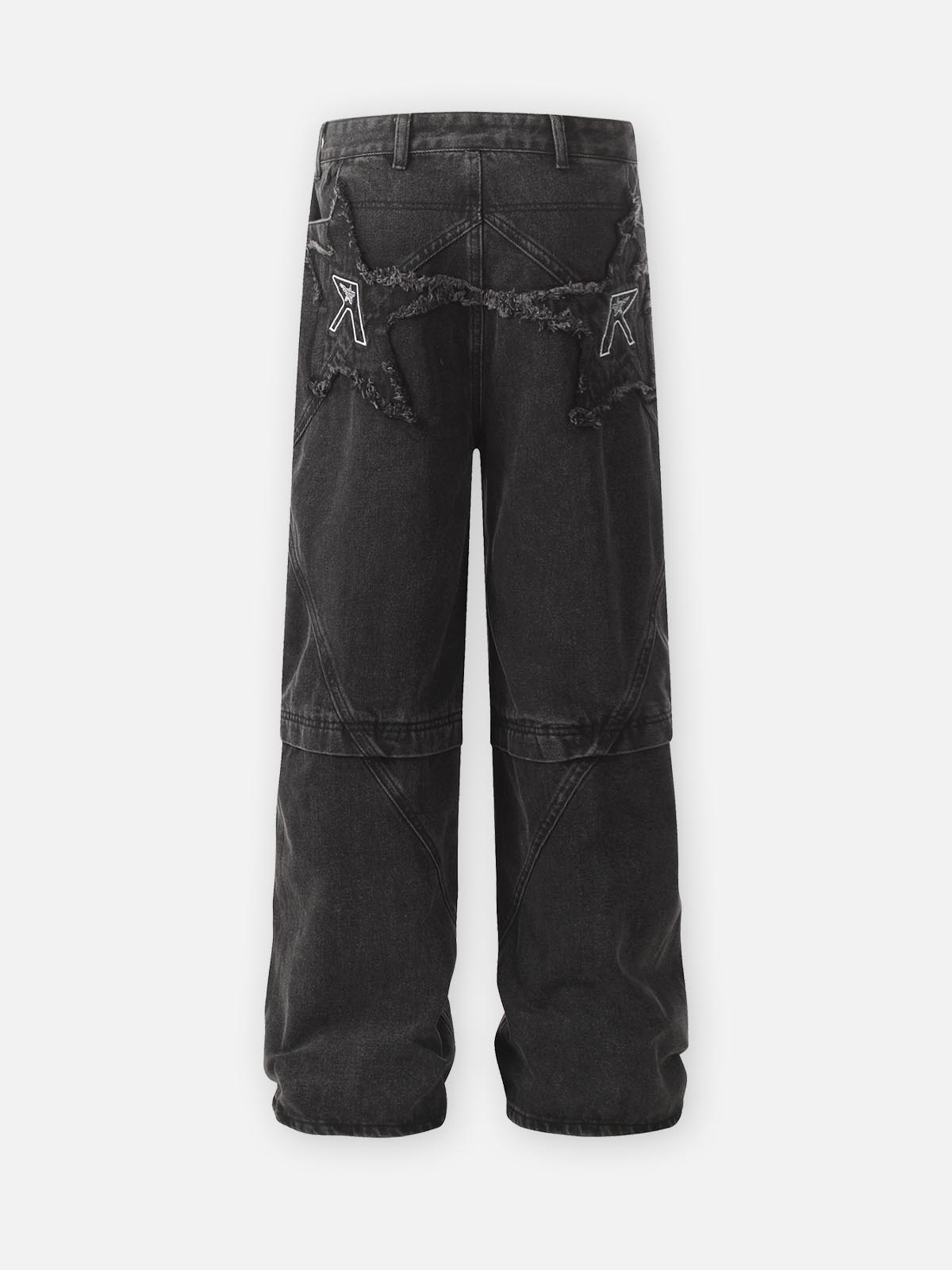 Retro Star Embroidery Washed Straight Jeans