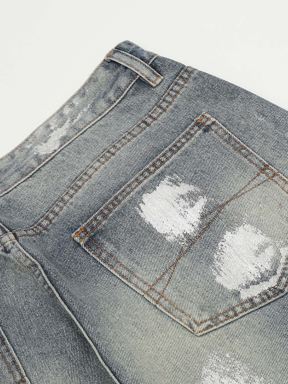 Straight-Leg Splash-Ink High-Street Jeans