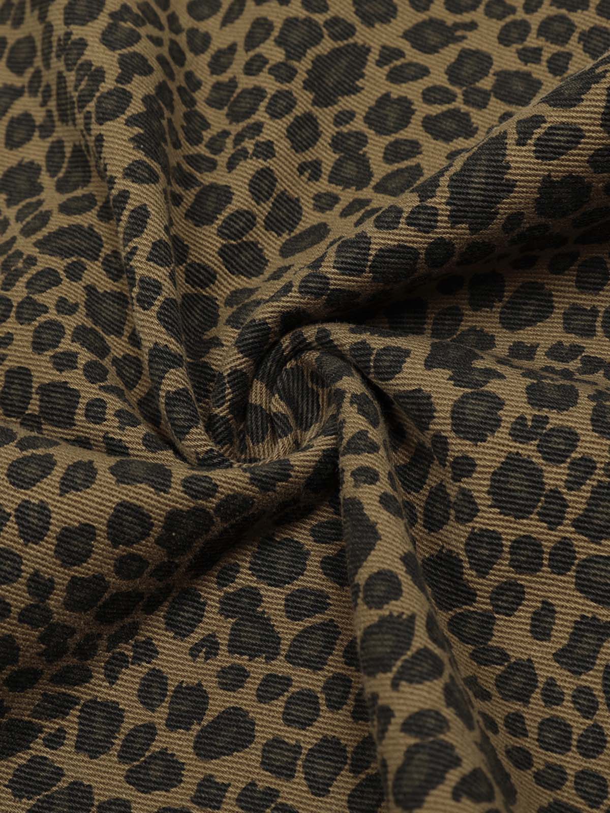 Leopard-Print Machete-Cut Middle split Jeans