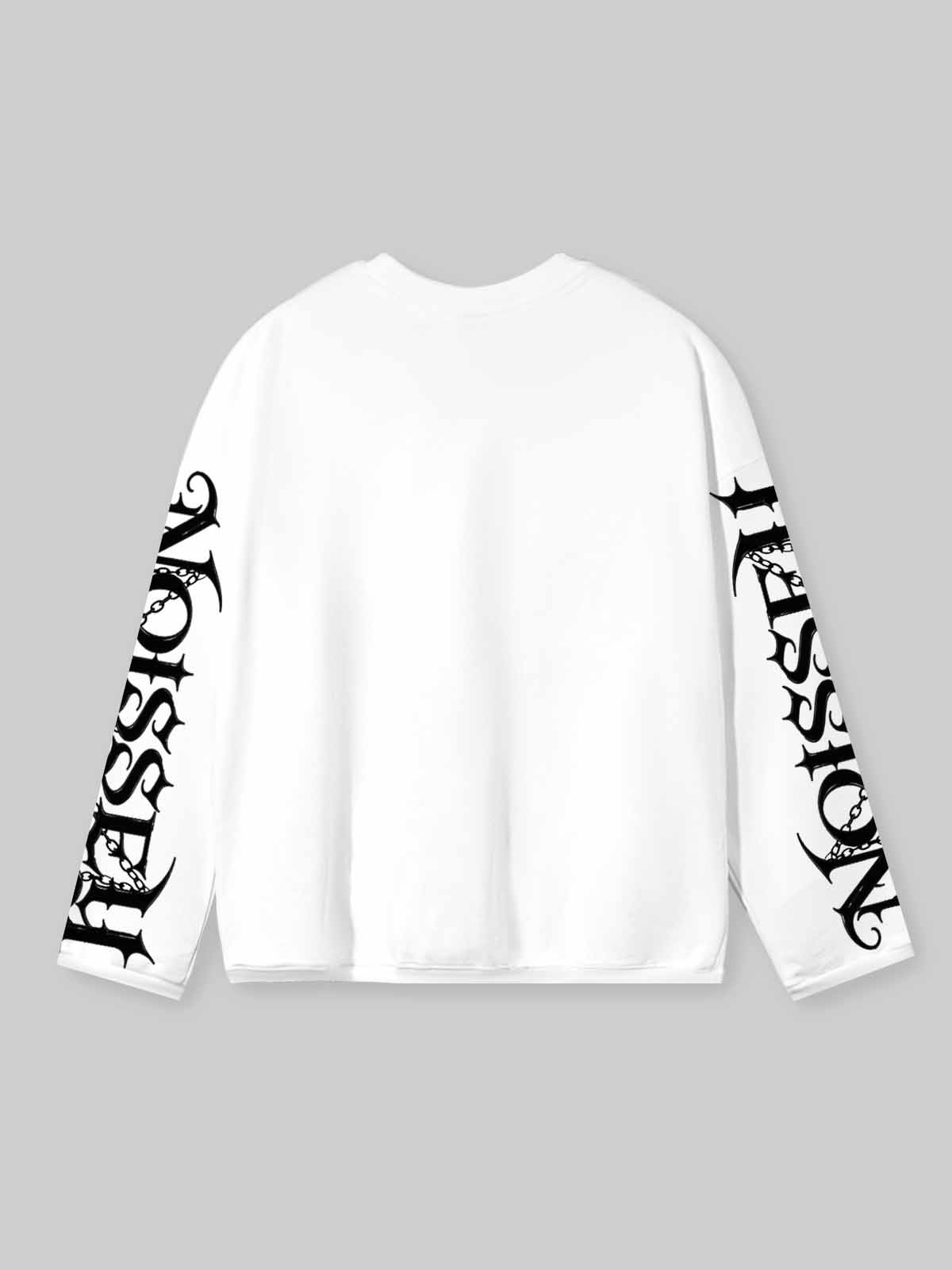 NOISSEY Liberty & Luxury Sports Car Graphic Long Sleeve Sweatshirt (Crisp White)
