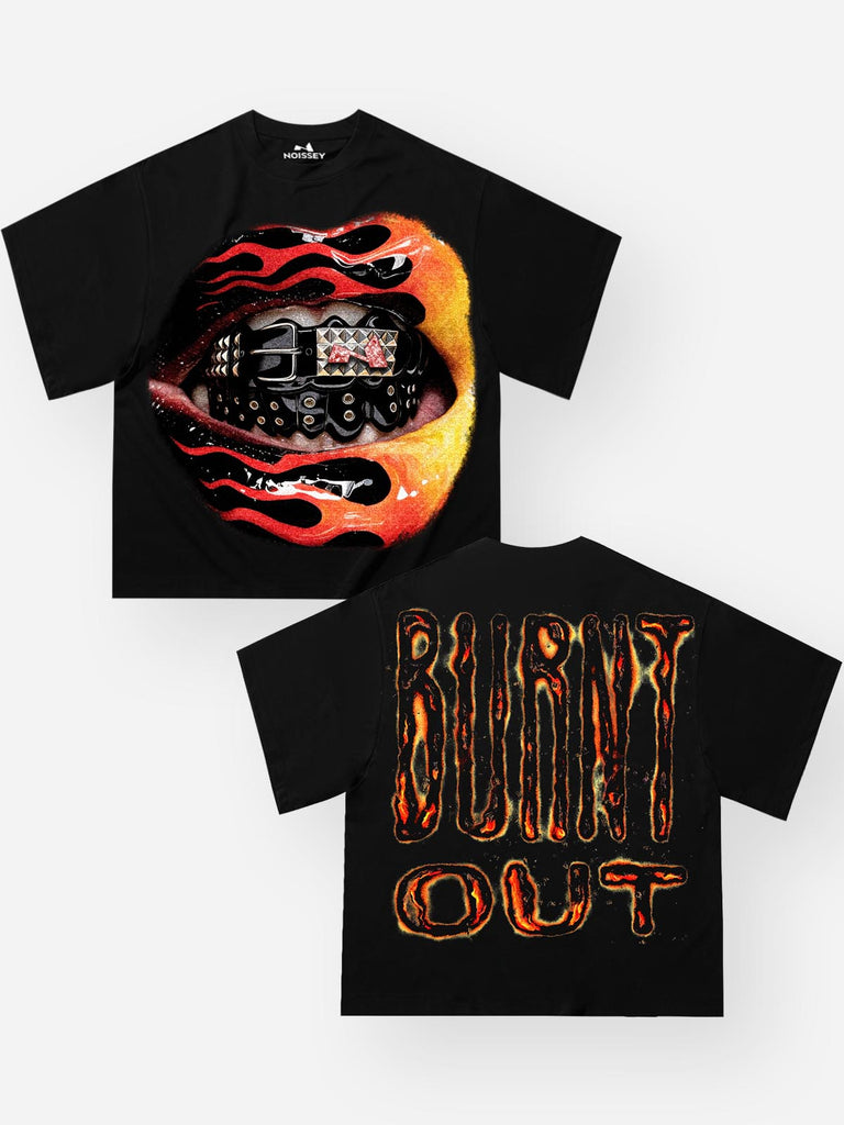 NOISSEY Burnt Out Lips Shirt | Black Boxy Heavyweight Double-Sided