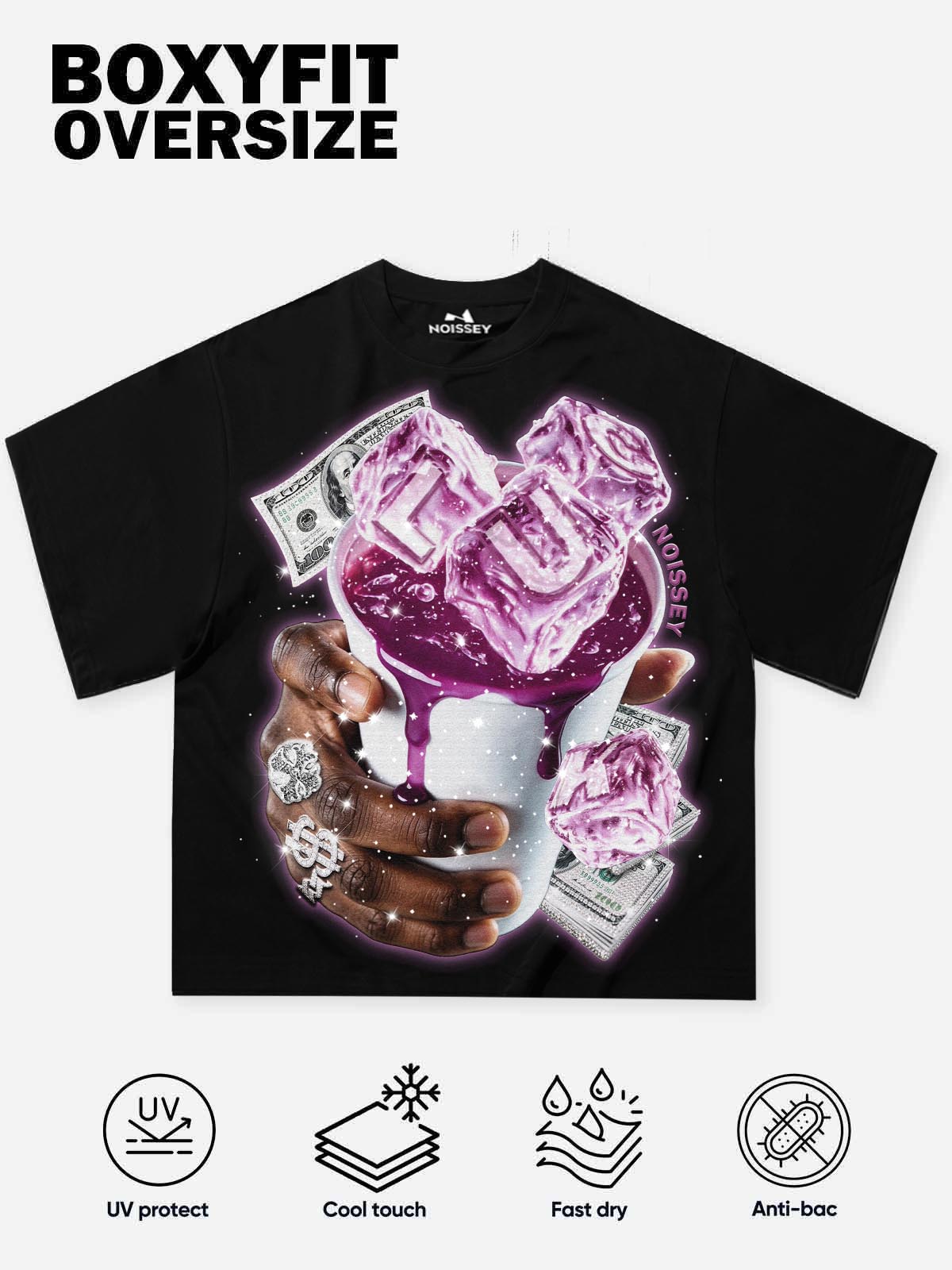 NOISSEY "Purple Lean" Graphic Tee - Heavyweight Boxy Black