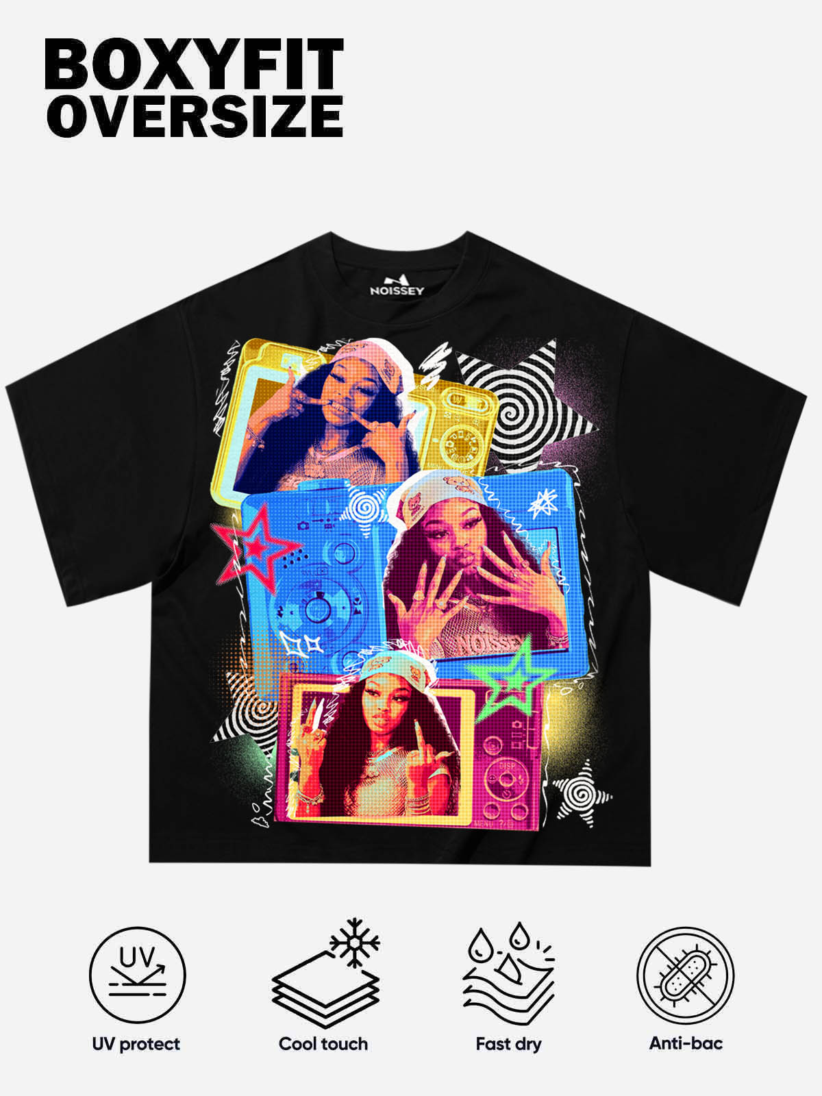 NOISSEY Pop Art Multi-Camera It-Girl Graphic Boxy Tee