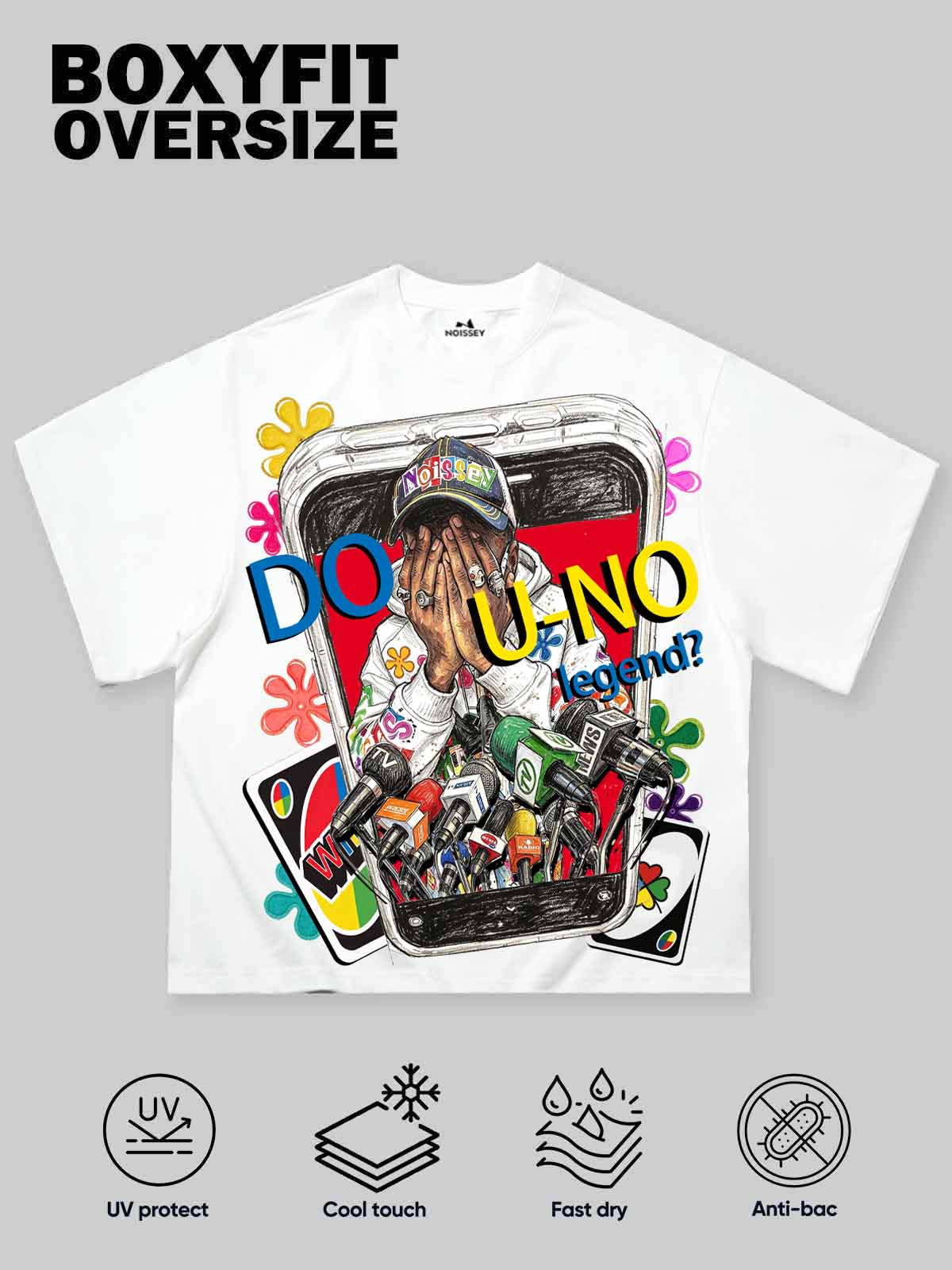 NOISSEY "DO U-NO legend?" Graffiti Graphic T-Shirt - Black / Off-White