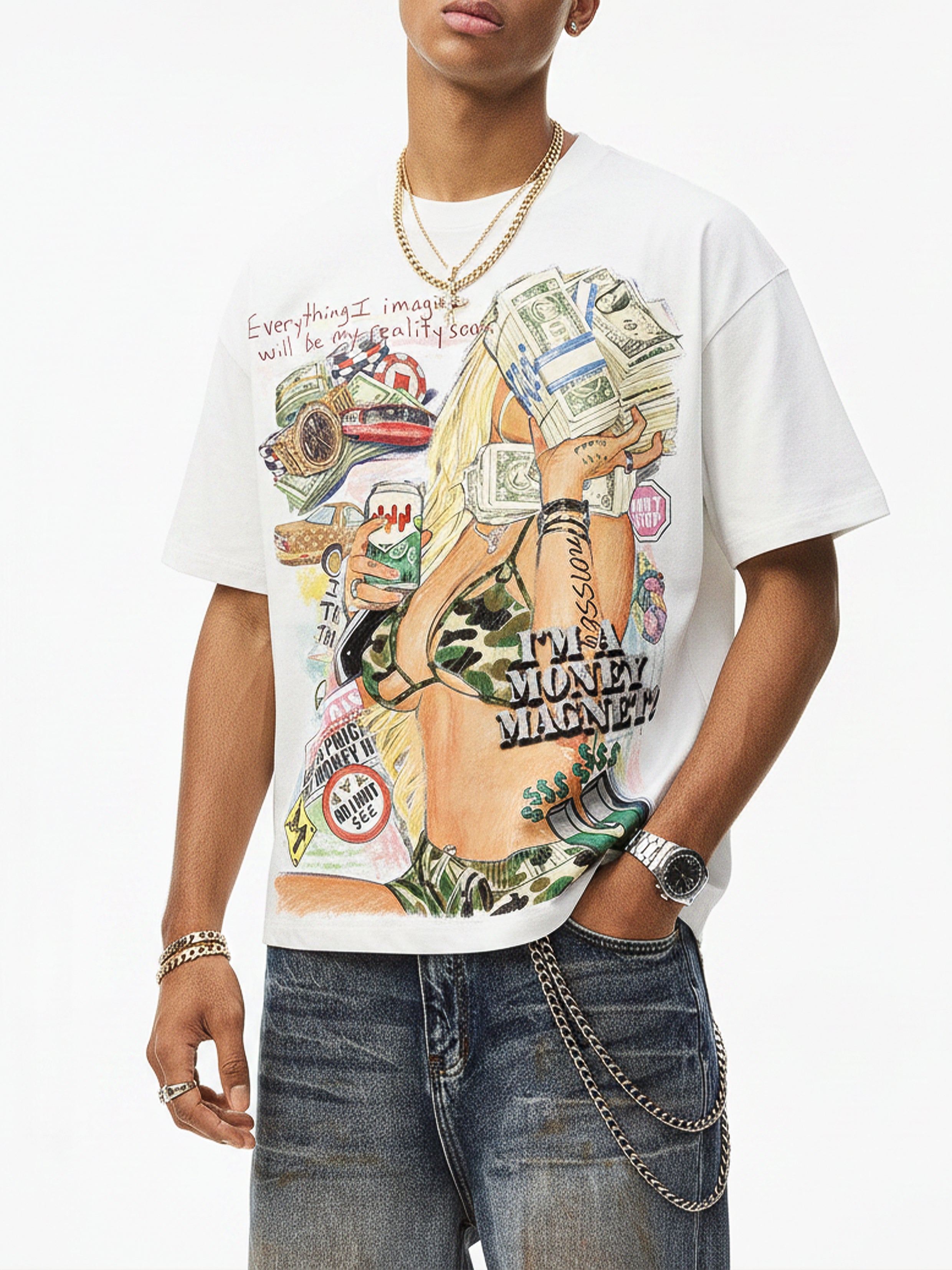Noissey "Money Magnet" Graphic Tee – Y2K Streetwear Graffiti Art T-Shirt