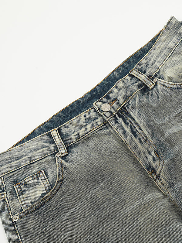 Vintage Washed High-Street Distressed Denim Jeans