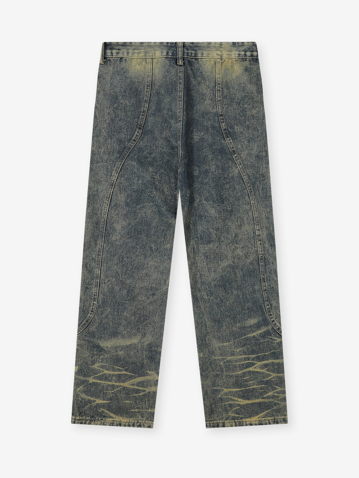UNKNOWN ALLURE© Water Ripple Distressed Printed Denim Jeans