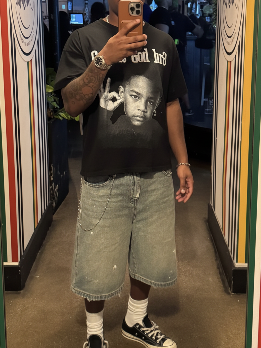 NOISSEY "God Is God Bro" Black Boxy Tee - Vintage Graphic
