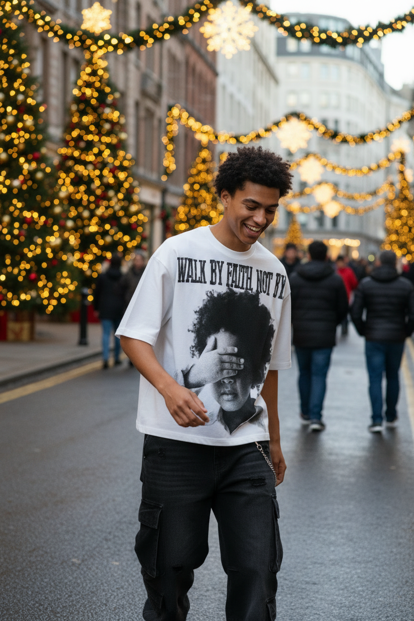 冬日节日街头模拍 - Boxy Oversized T-Shirt