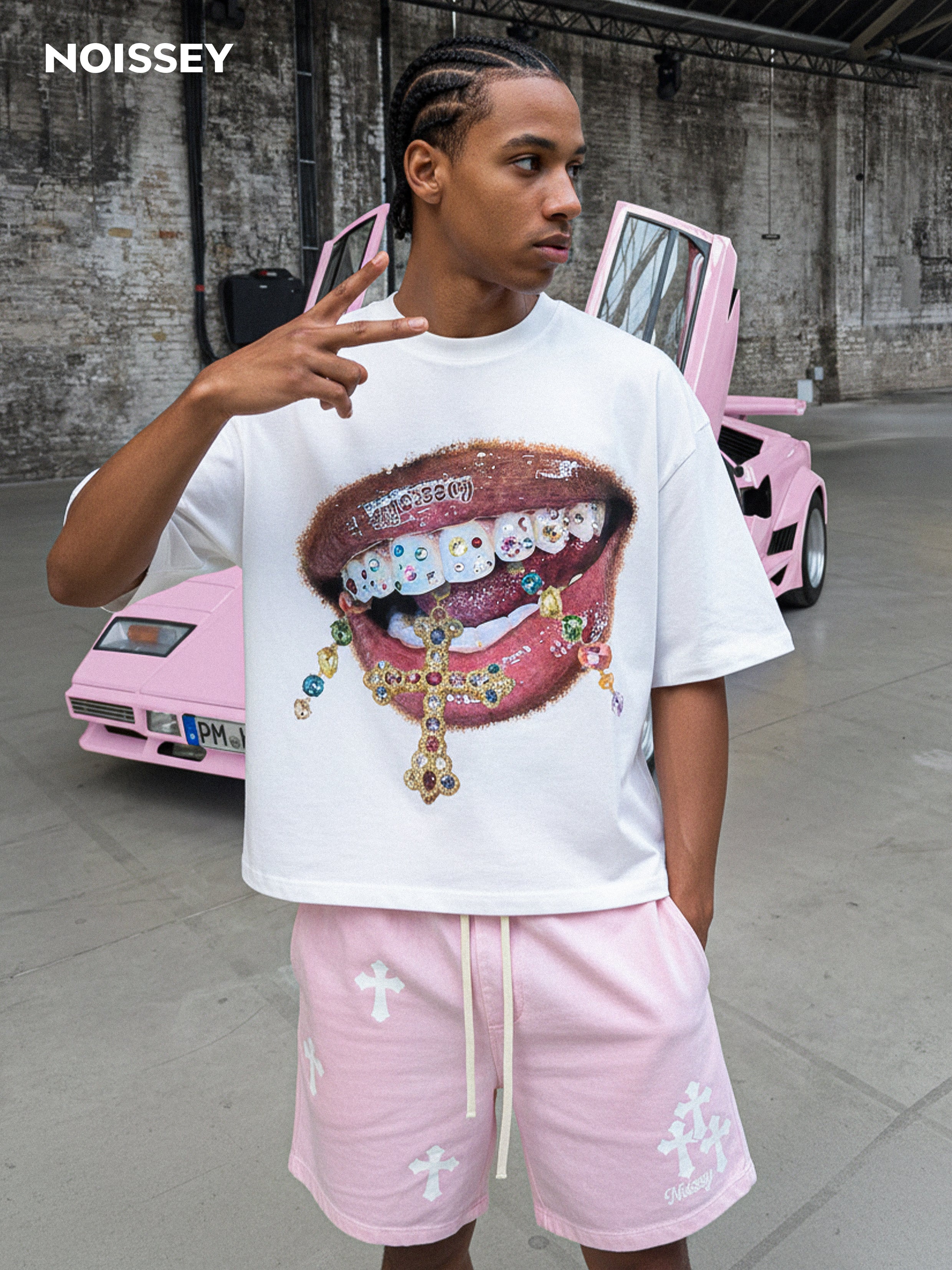 Diamond Cross Grillz" Boxy Oversized Heavyweight Cooling Tee