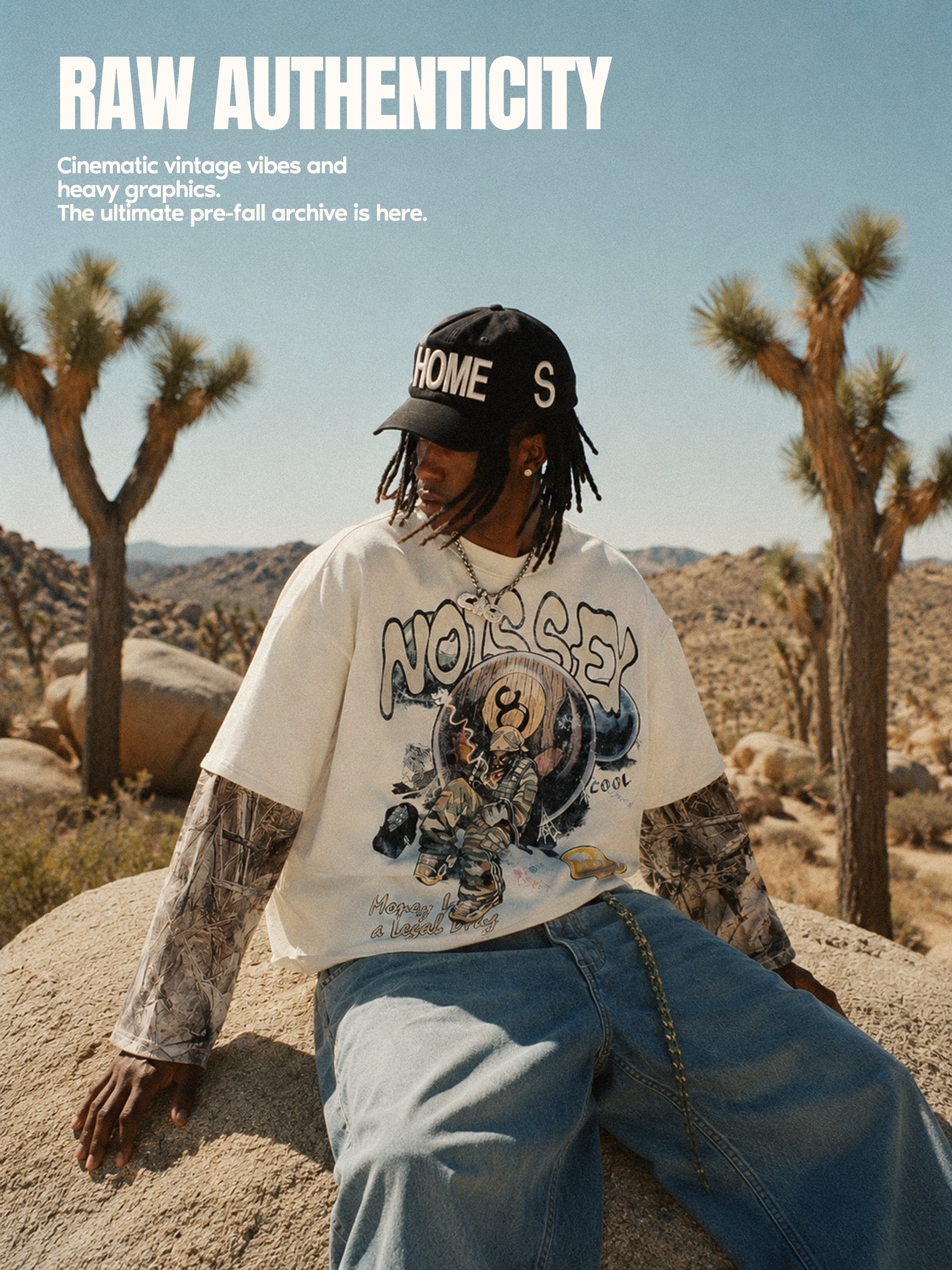 NOISSEY "Money is a Legal Drug" Camo Splice Sweatshirt - Premium Bone White