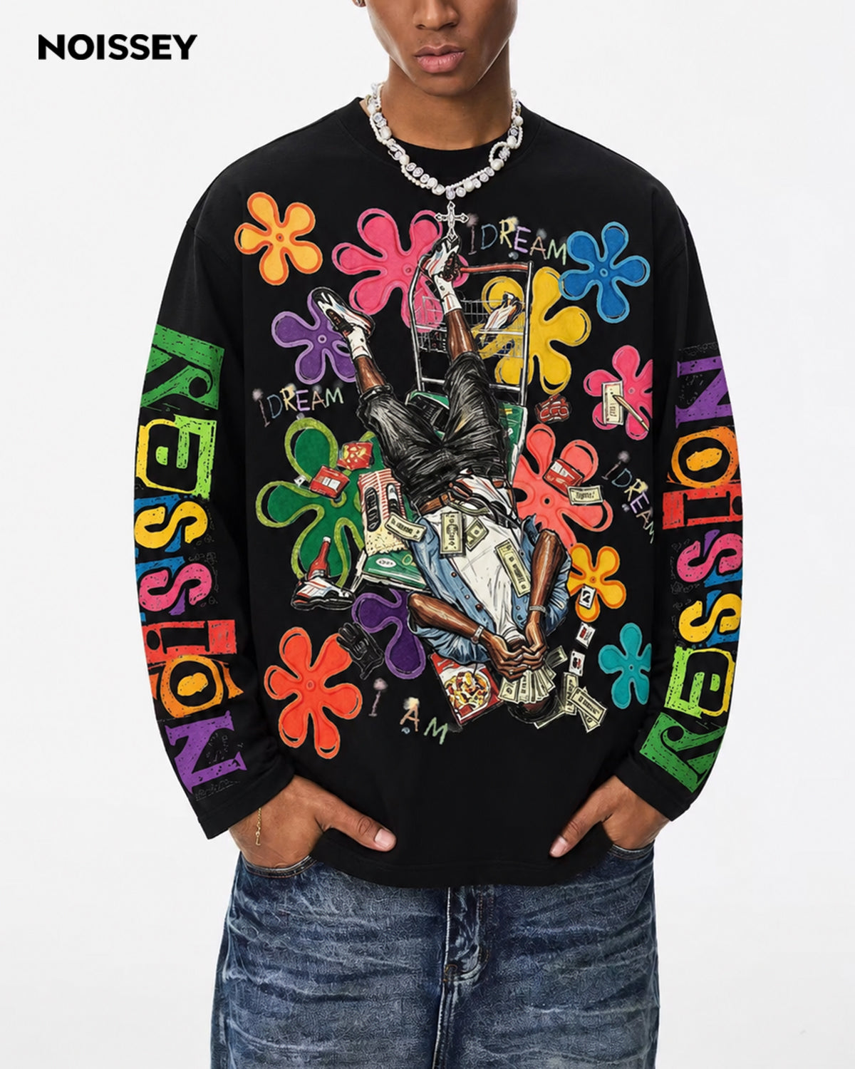NOISSEY "Beware The Ides" Caesar Assassination Painting Hand Gesture Oversized Tee Two Colors