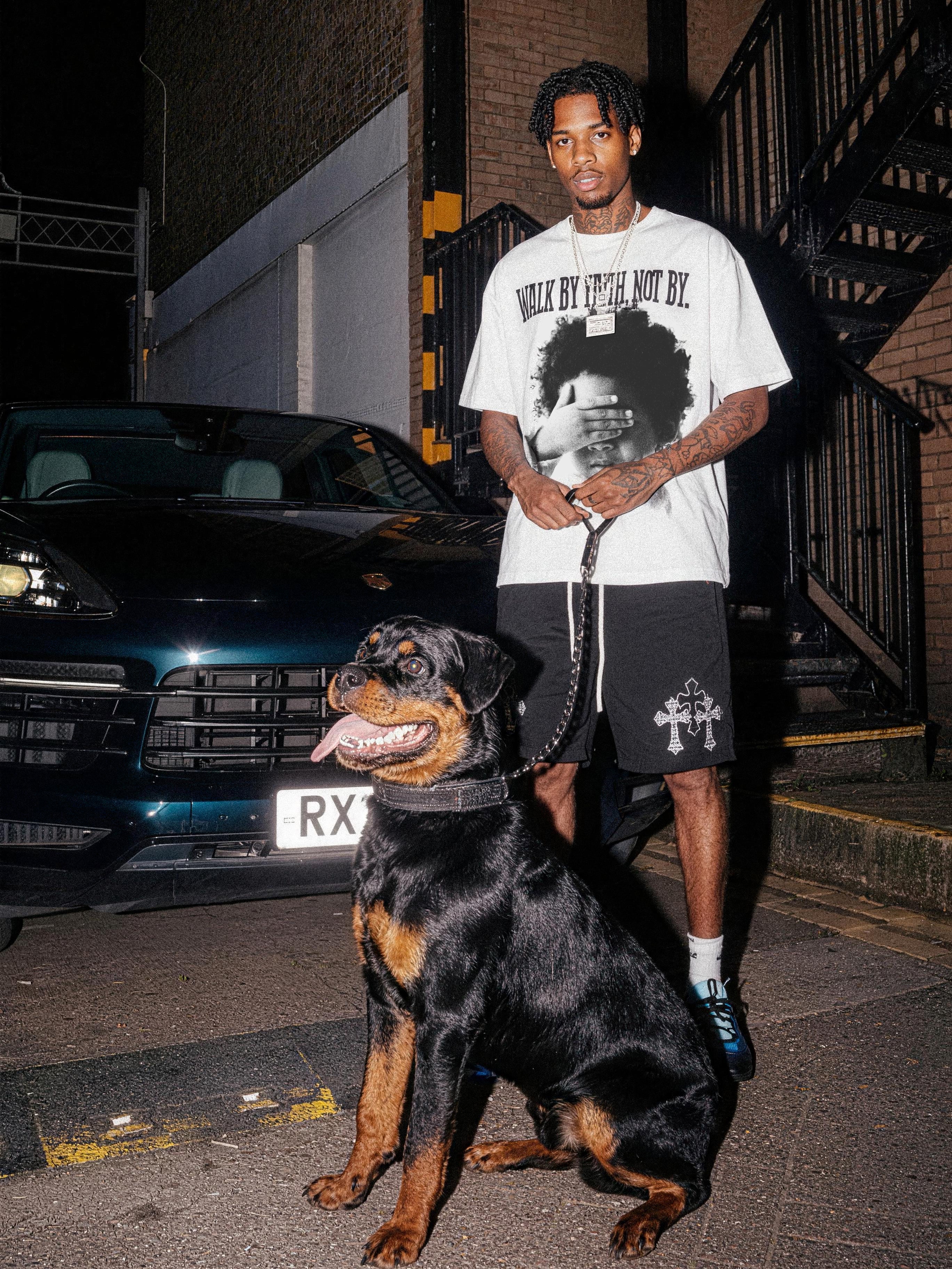 NOISSEY "Walk By Faith" Boxy Heavyweight Vintage Portrait Tee - Cloud White