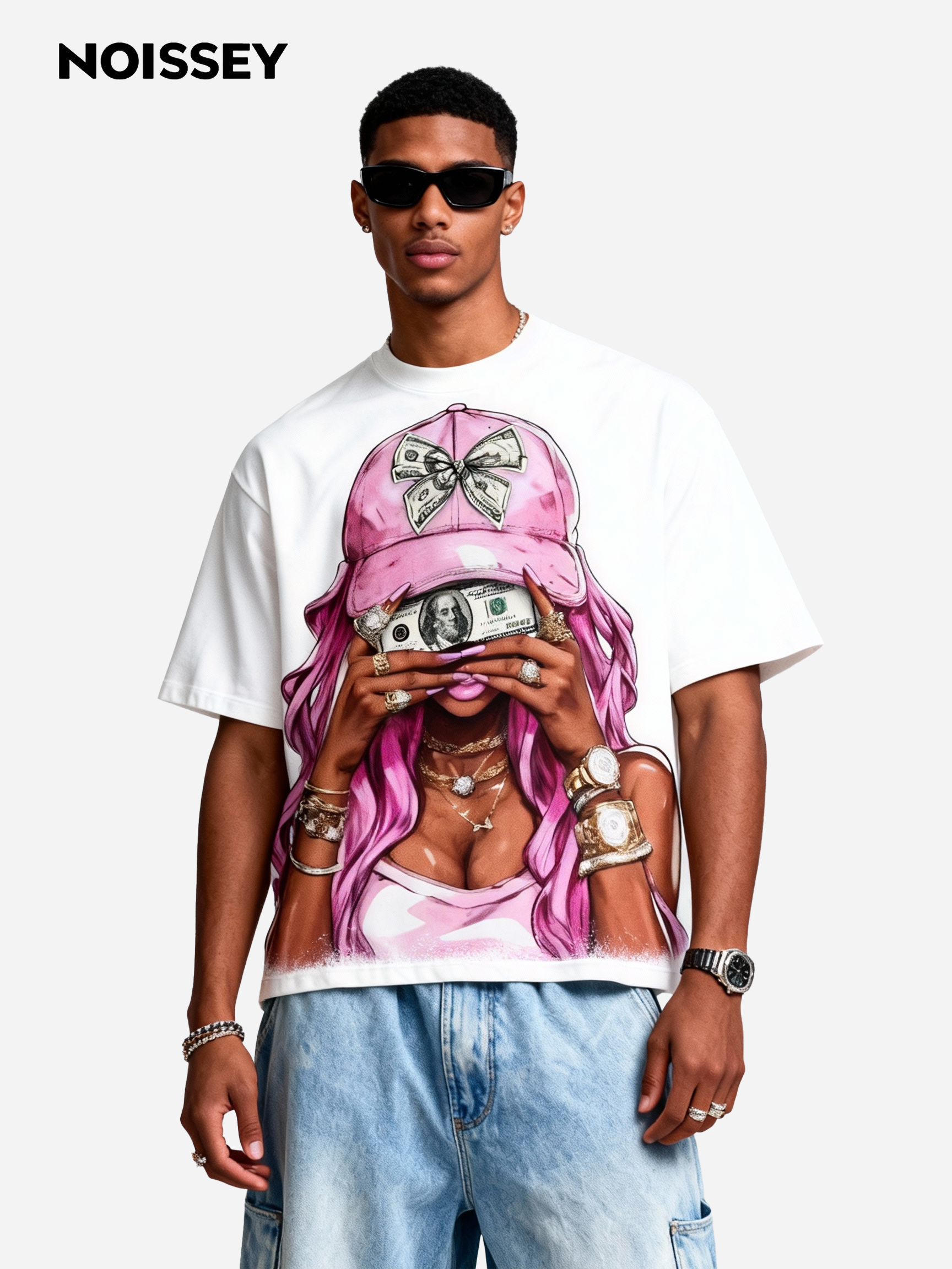 Money i$ the motive! Print Boxy Oversized T-shirt