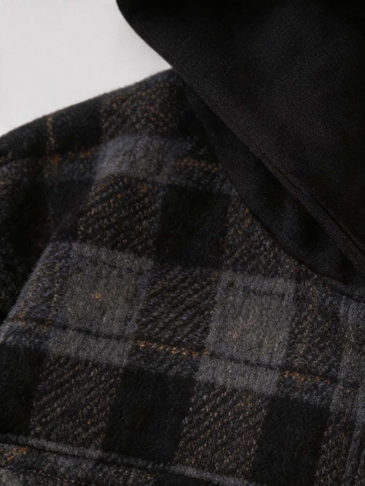 NOISSEY American Vintage Oversized Hooded Plaid Shirt - Charcoal Mix
