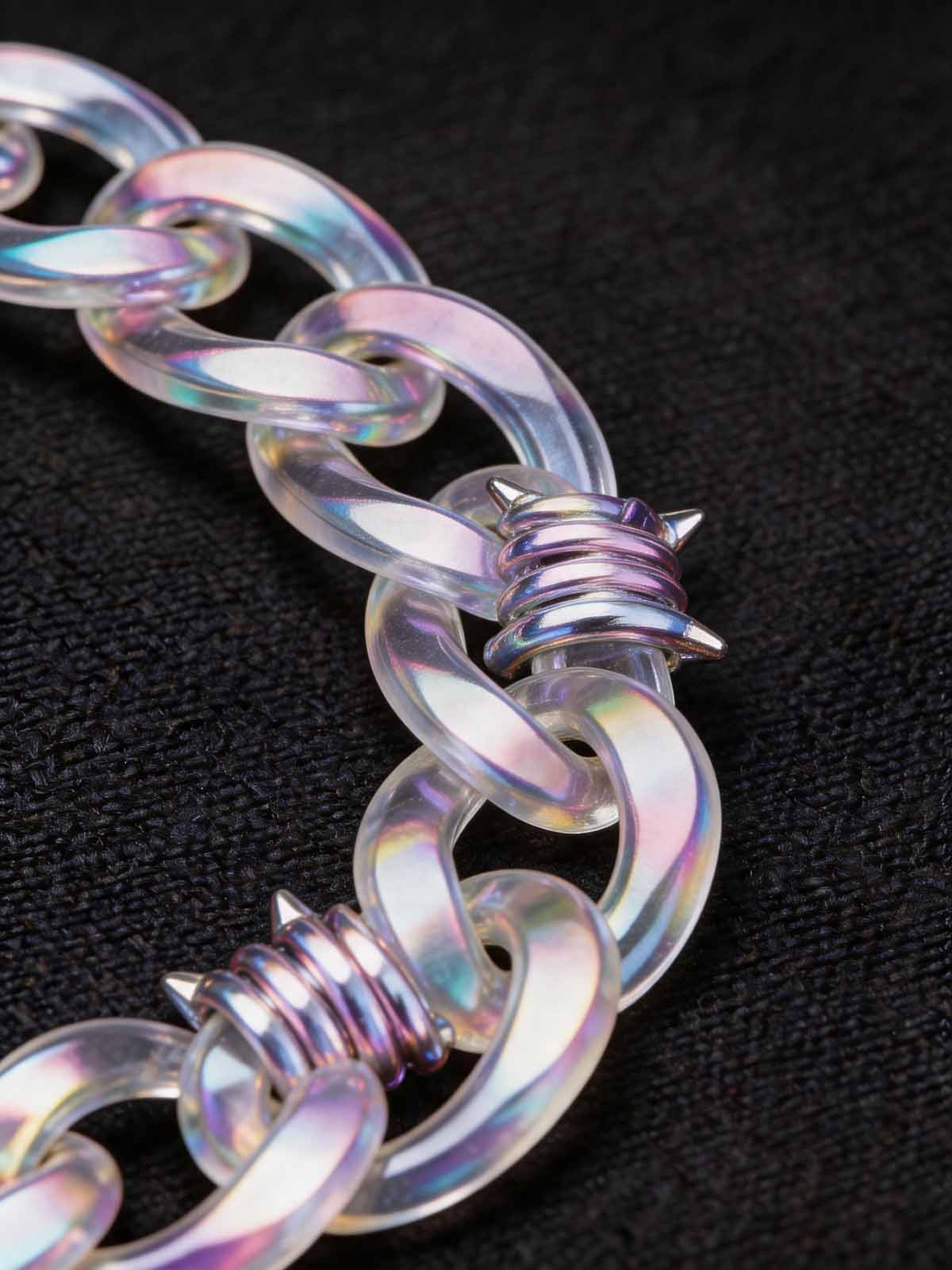 NOISSEY "Liquid Illusion" Holographic Clear Resin Jesus Piece Cuban Chain Necklace - Psychedelic Clear