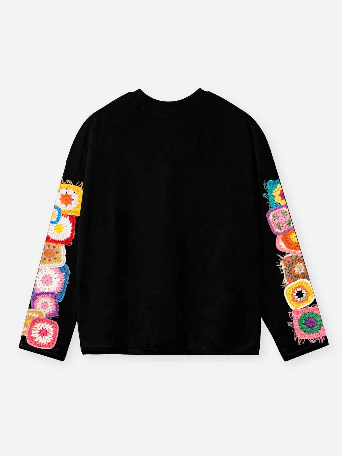 NOISSEY "Dream & Win" Fake Crochet Patchwork Floral & Cash Portrait Graphic Long Sleeve Tee Two Colors