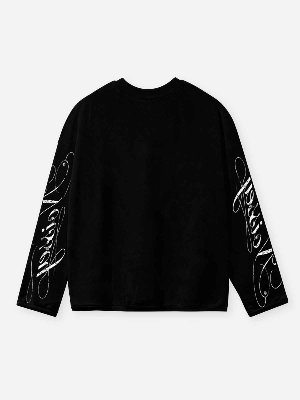 NOISSEY "Silver Metallic Lips" Chrome Cross & Diamond Grillz Graphic Long Sleeve Tee