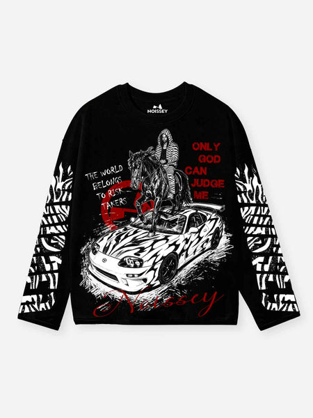 NOISSEY Only God Can Judge Me Long-Sleeve | Black Zebra Supercar Tee
