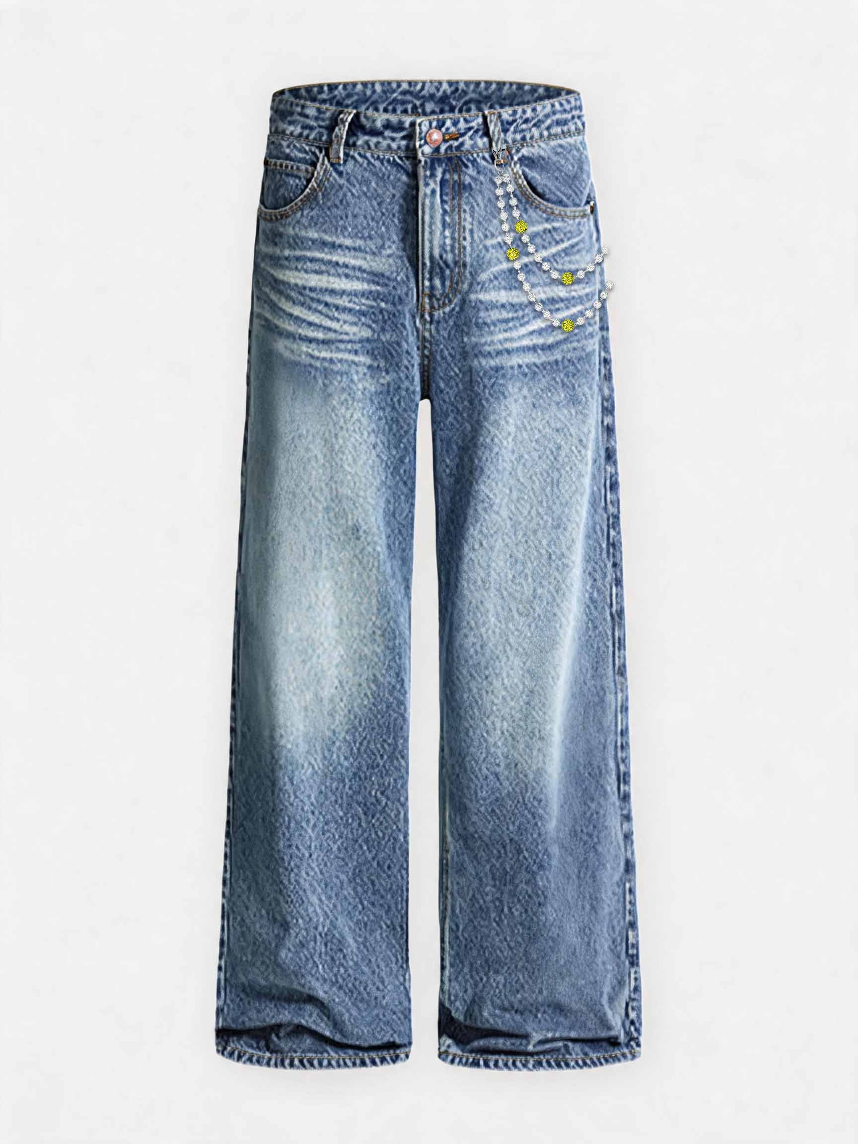 NOISSEY American Vintage Washed Cotton A-Line Jeans (Includes 1 of 4 Chain Options)