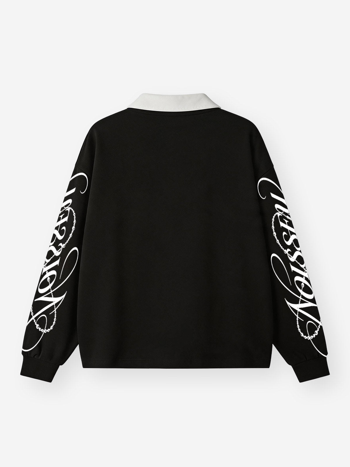 NOISSEY "Blessed" Cherub & Framed Jesus Black Long Sleeve Polo Shirt