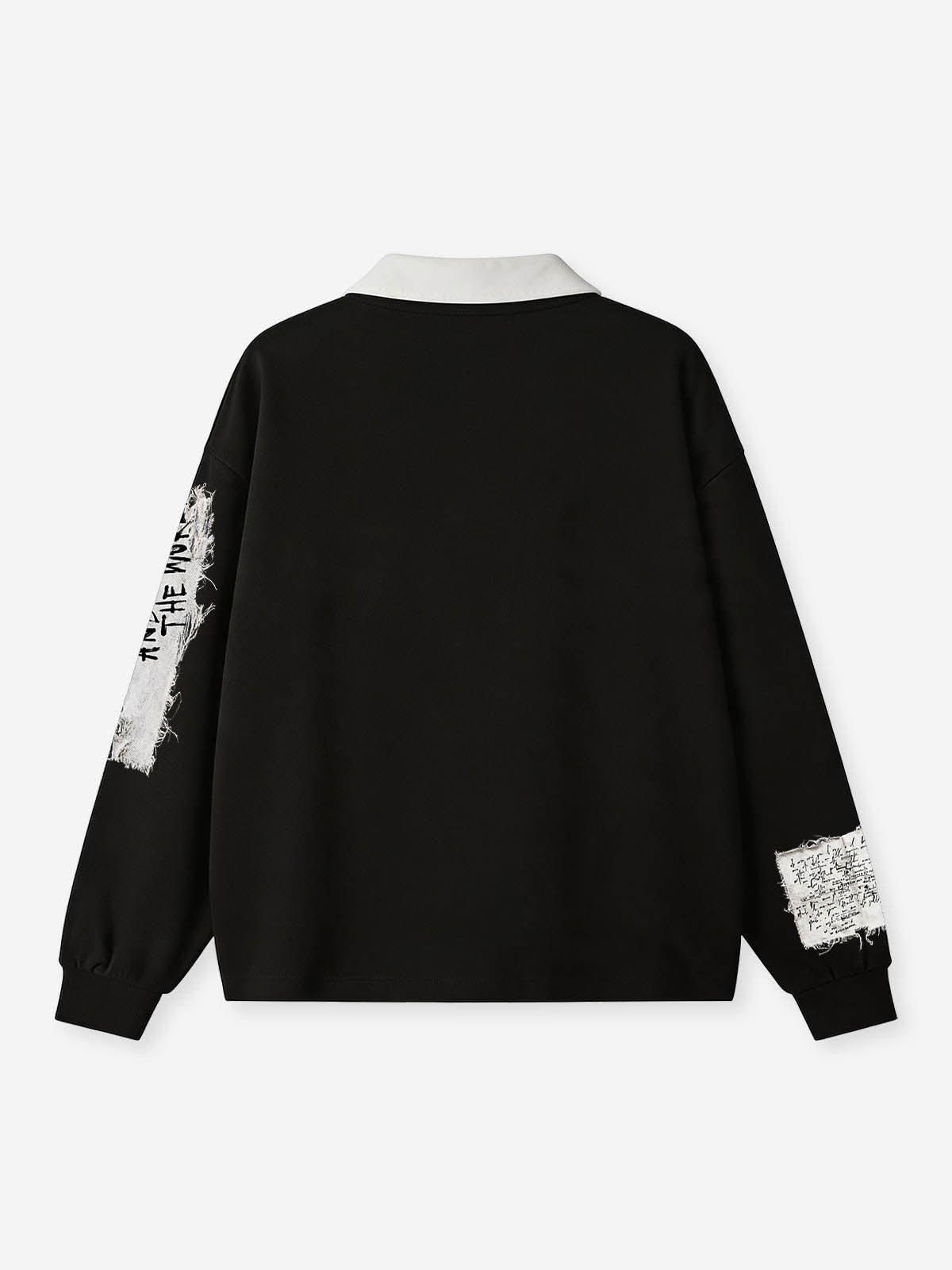 NOISSEY Deconstructed Raw-Edge Patchwork Polo Sweatshirt