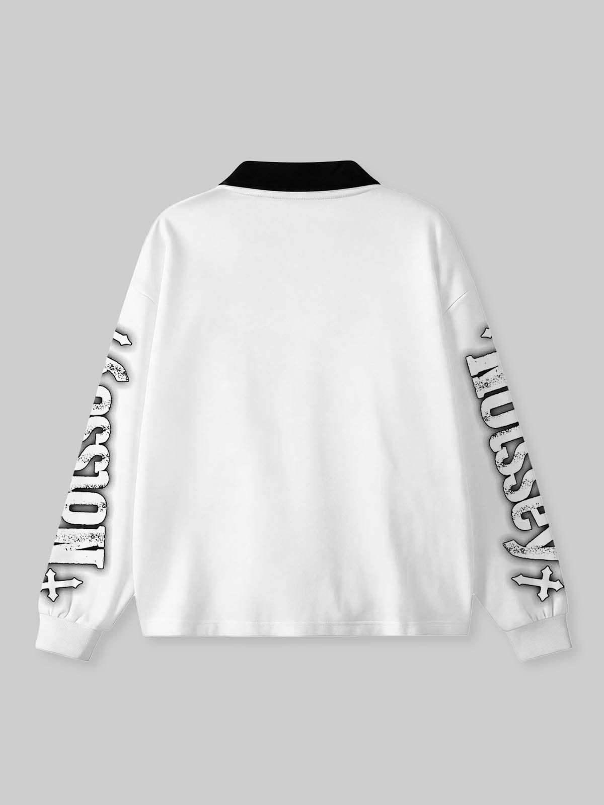 NOISSEY “WALK BY FAITH” Child Portrait Heavyweight Long Sleeve Polo - White Streetwear Long sleeves