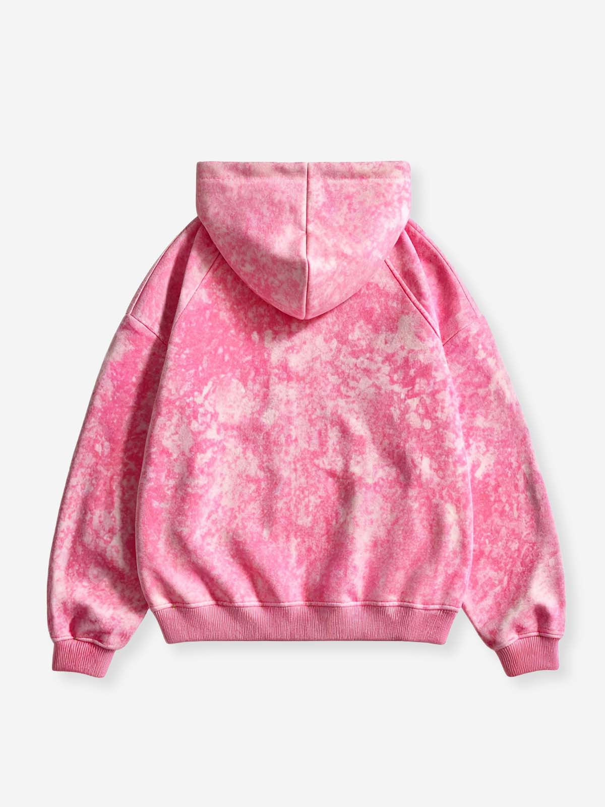 NOISSEY Pink Crucifix Lips Washed Iced Out Zip-Up Hoodie - Pink Hoodie