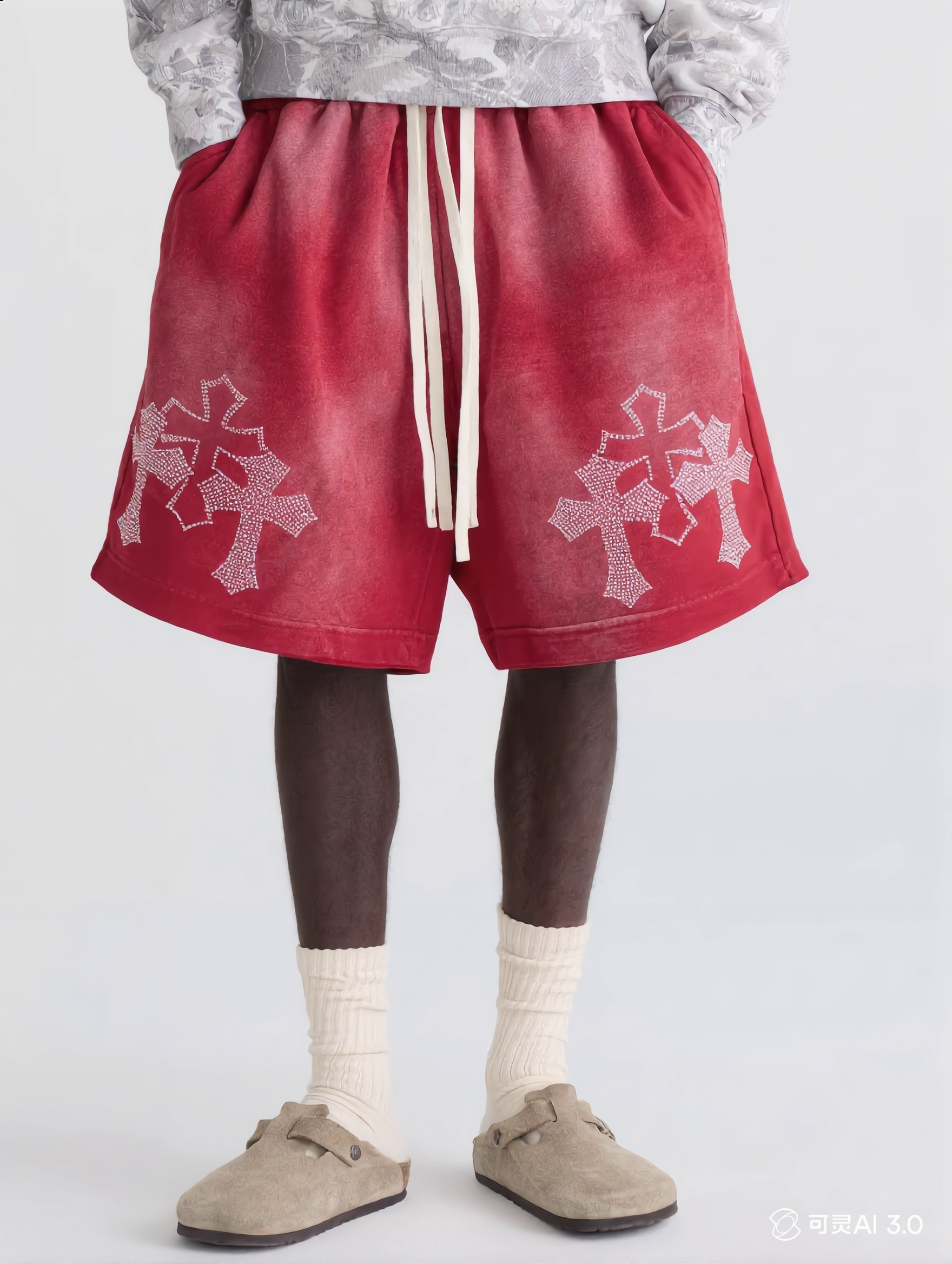 NOISSEY Sacred Cross Cluster Vintage Rhinestone Shorts - 4 Colors