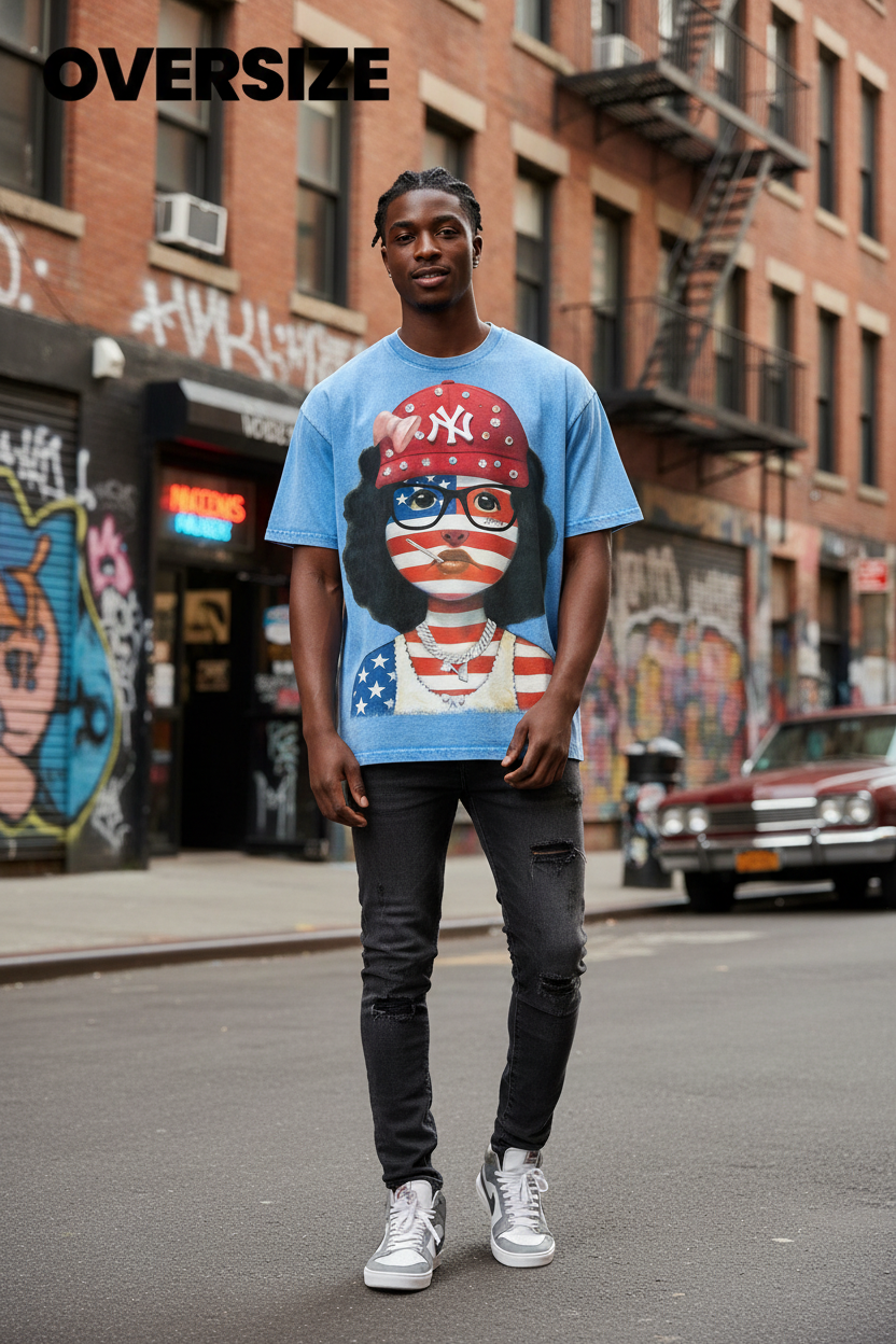 Lean model wearing A Bad Case of Stripes T-shirt