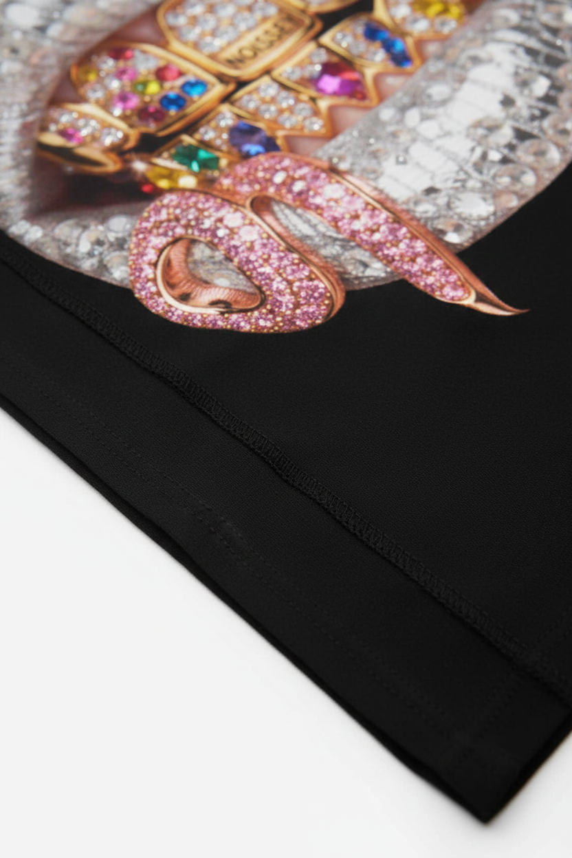 Lens 6 - Side seam print edge transitioning to unprinted fabric fold