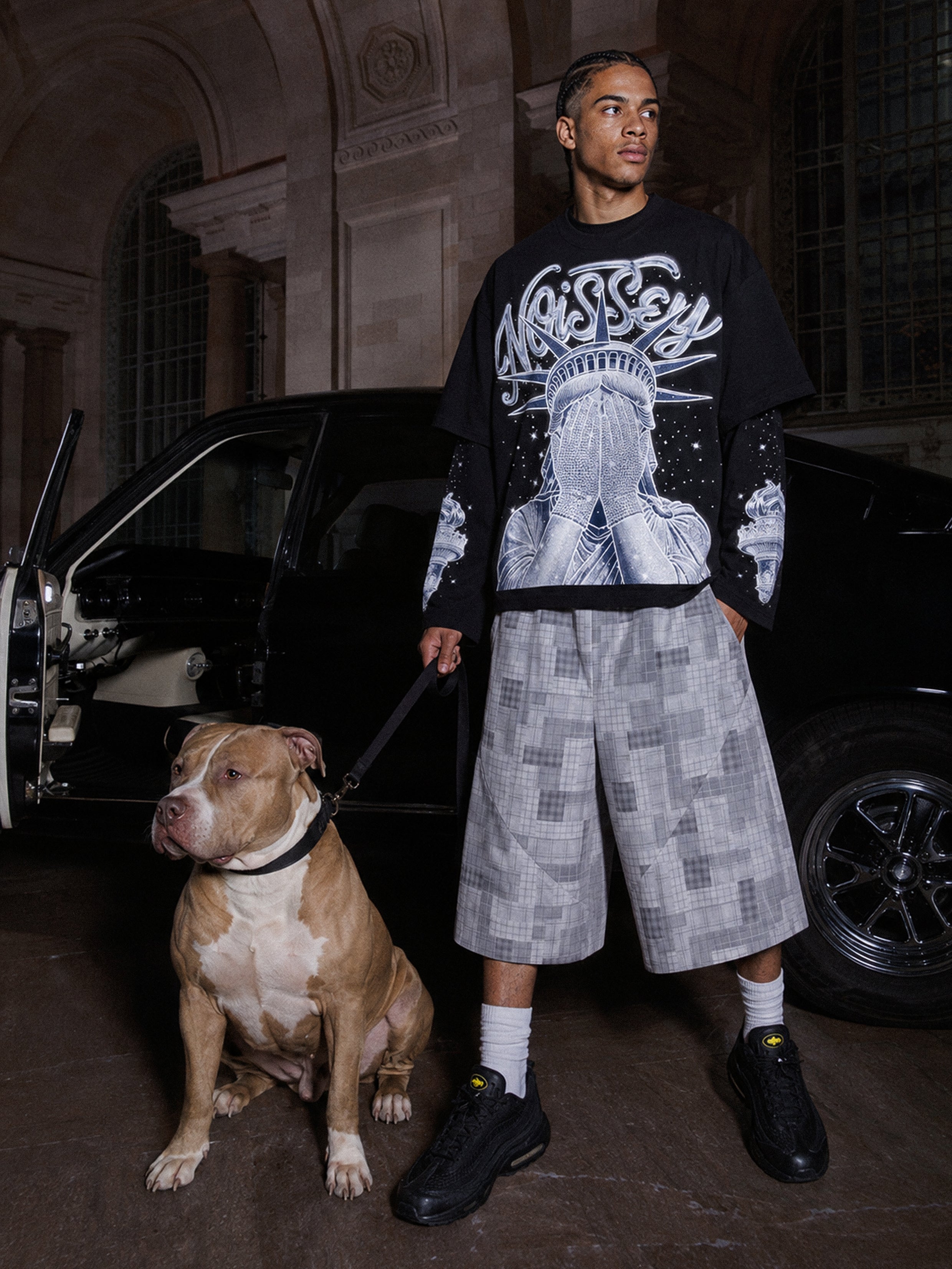 NOISSEY Diamond Liberty Graphic Fake-Two-Piece Heavyweight Long Sleeves