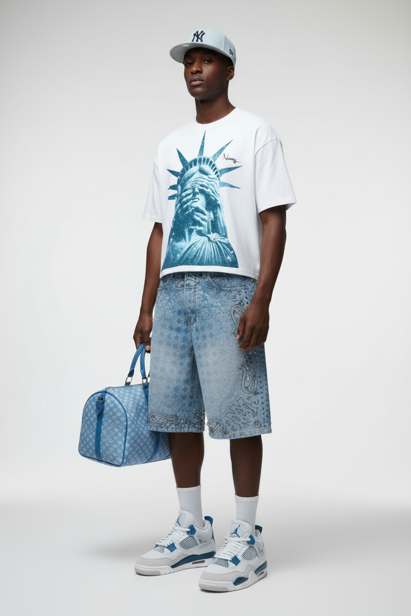 NOISSEY "Liberty Blinded" Glittering Cooling Boxy Tee