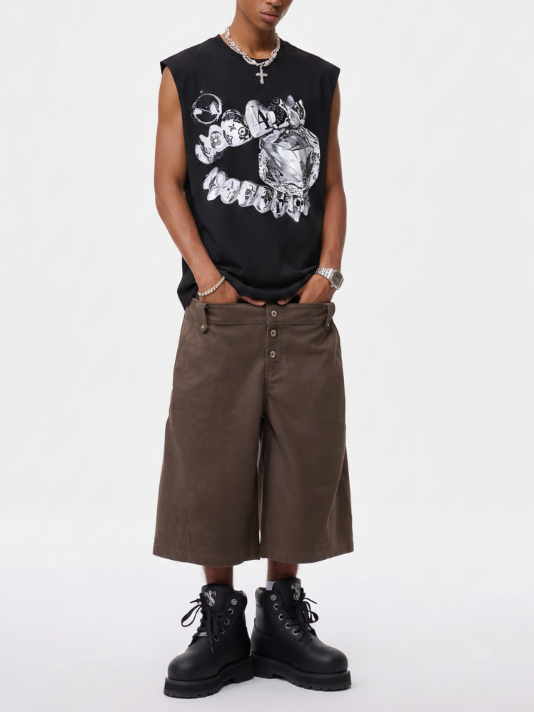 NOISSEY "Liquid Metal Teeth" Graphic Tanktop - Onyx Black Heavyweight Hot-Fix Crafted Sleeveless Tee