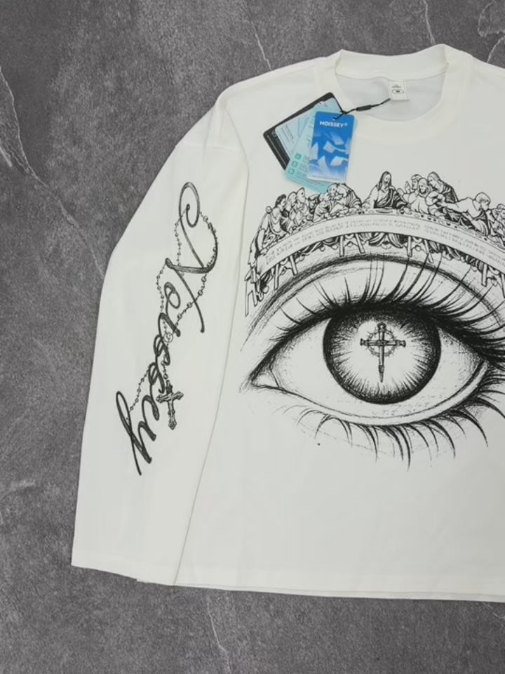 NOISSEY "The Last Supper" Eye Graphic Long Sleeve - Heavyweight White