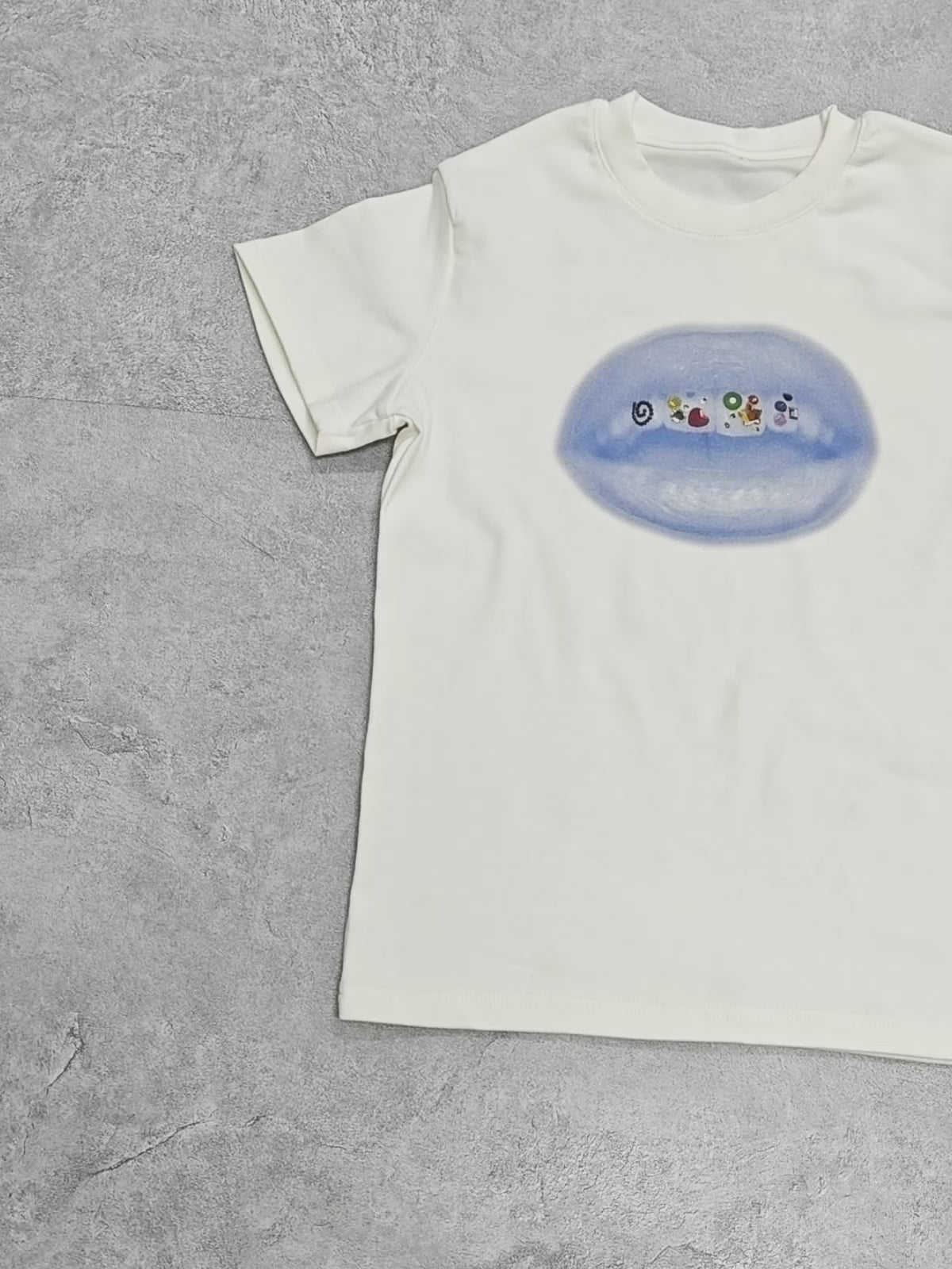 Blue Diamond Lips Print Baby Tee